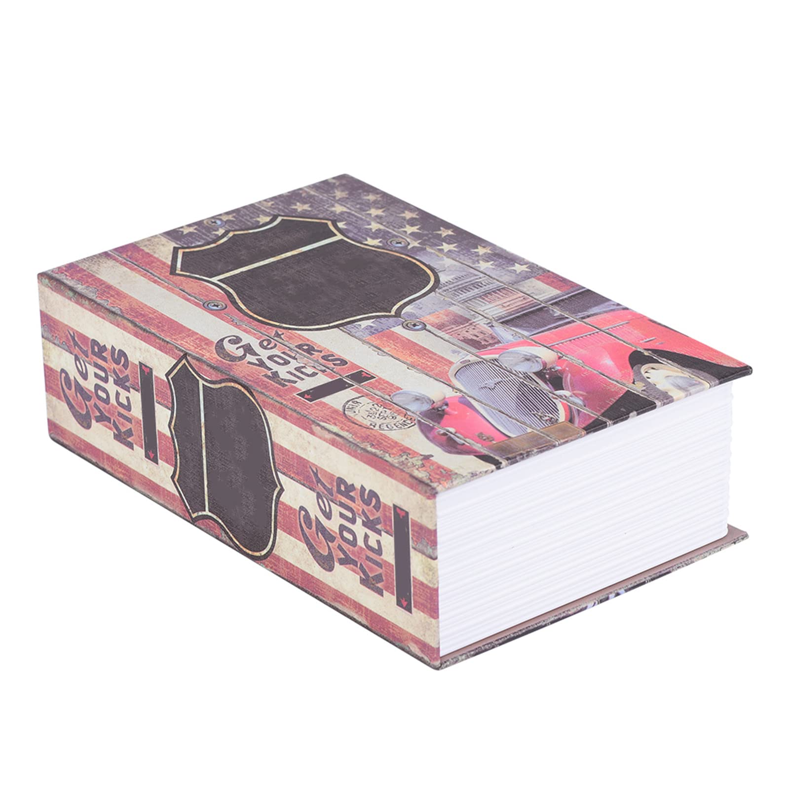Route 66 Diversion Book Safe - Portable Hidden Storage Box with Combination Lock for Money, Jewelry & Valuables | Secret Faux Book Metal Case for Home, Office & Travel Security