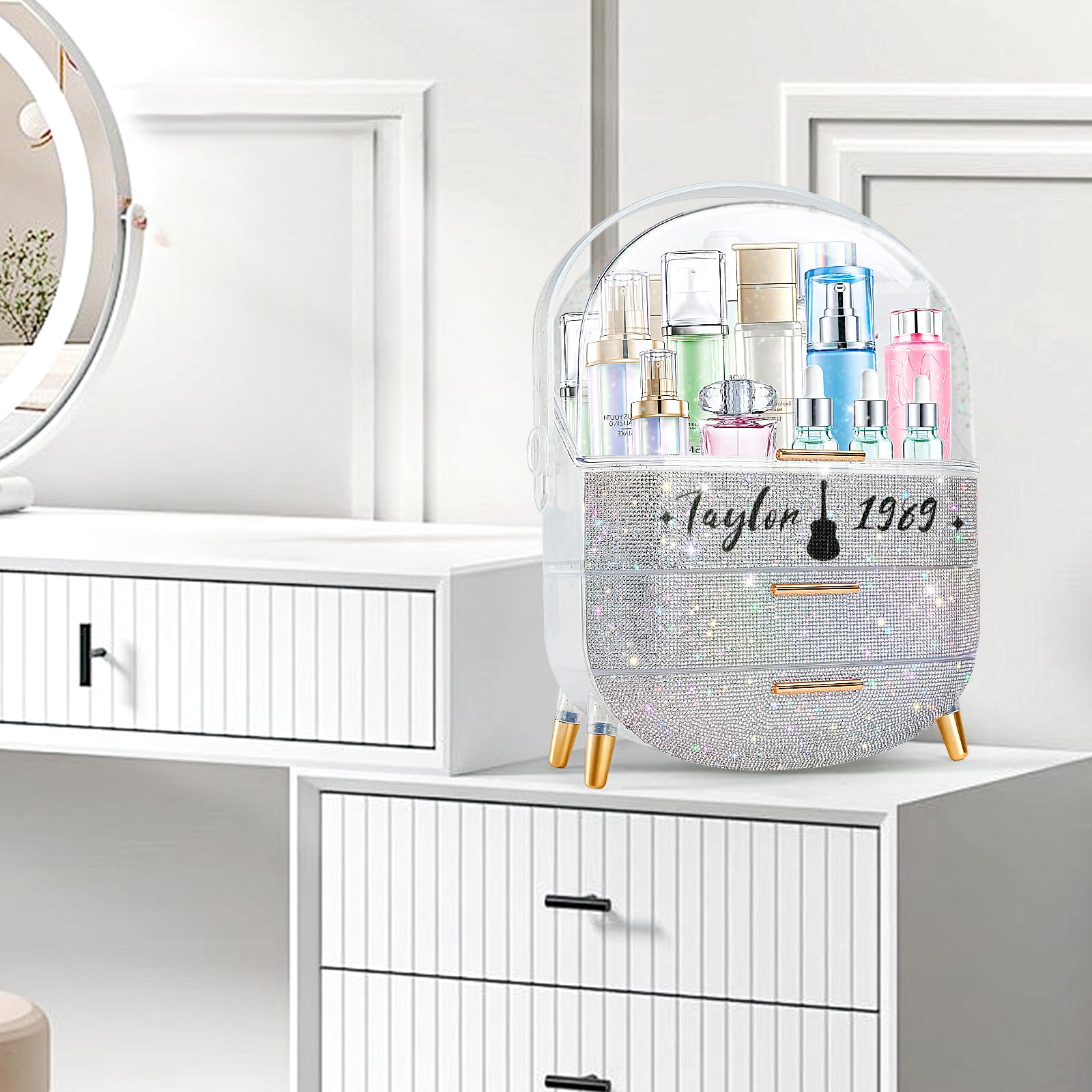 Teen Girls Makeup Organizer with Skincare & Jewelry Storage - Cosmetic Display Case & Countertop Holder for Bathroom Organization (Taylor) - Perfect for Vanity, Dorm Room, and Travel