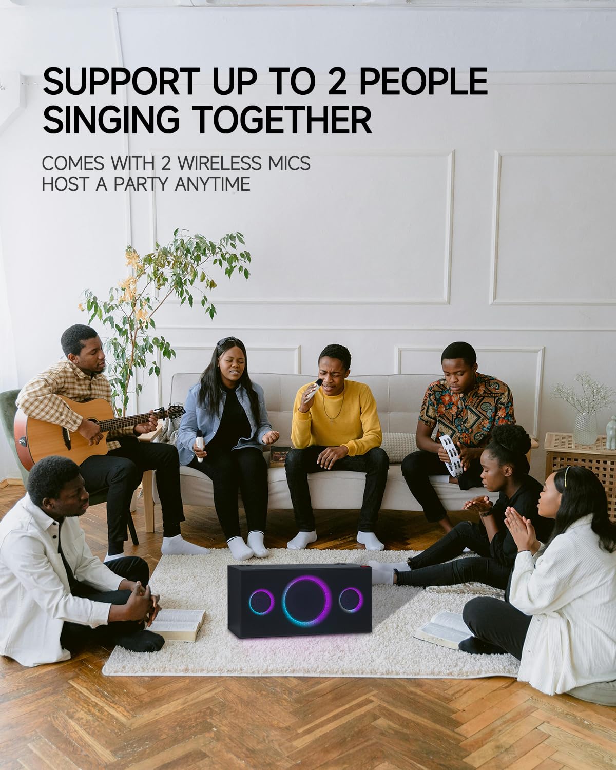 Professional Karaoke Machine for Adults with 2 UHF Wireless Bluetooth Microphones - Echo, Treble & Bass Control - Compatible with Apple TV & Samsung TV - Perfect for Home Parties, Family Gatherings & Entertainment