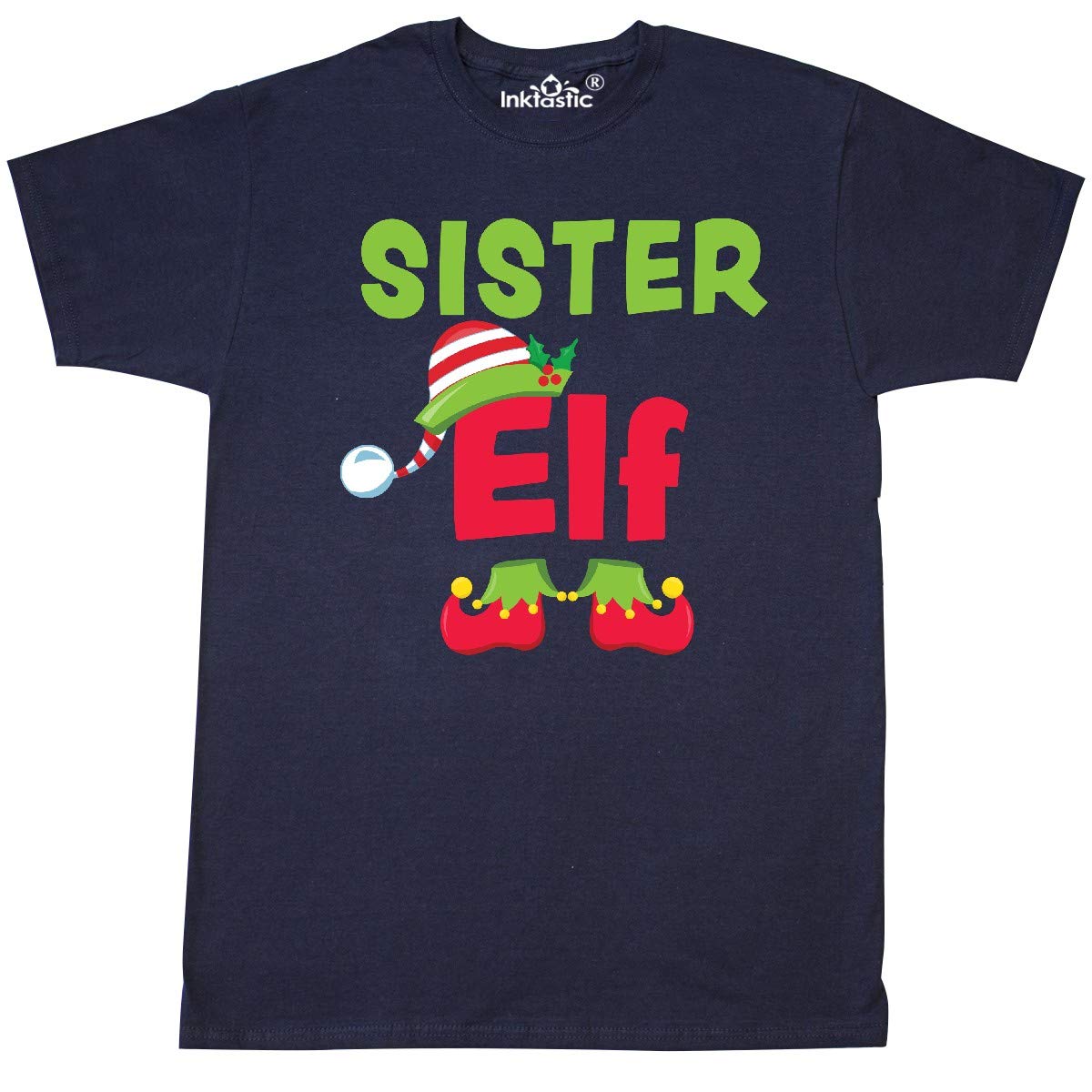Inktastic Christmas Sister Elf T-Shirt - Funny Holiday Graphic Tee for Women - Perfect for Christmas Parties & Family Gatherings