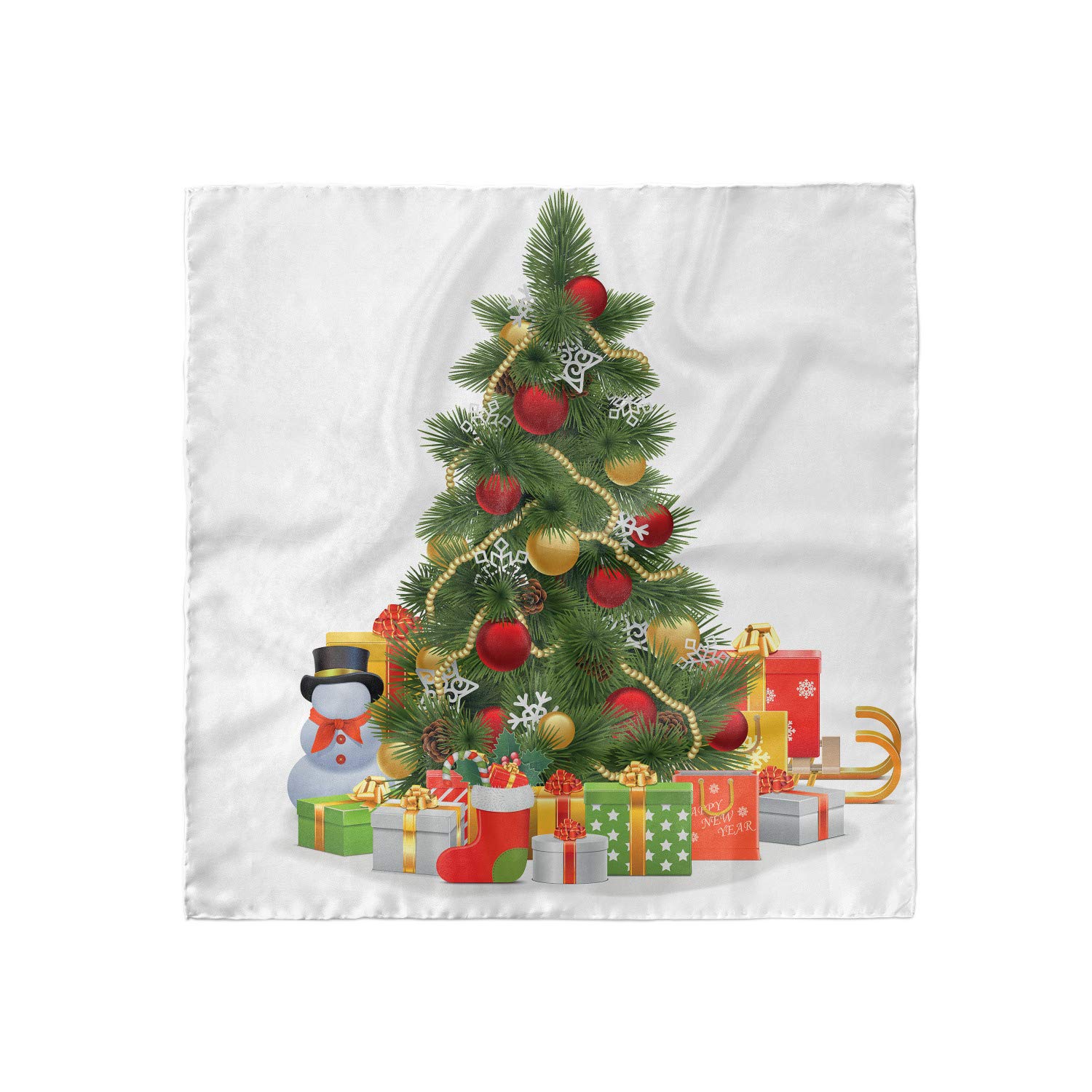 Ambesonne Christmas Hair Scarf - Festive Christmas Tree Print Head Wrap for Women - Perfect for Holiday Parties, Gifts & Winter Fashion Accessories