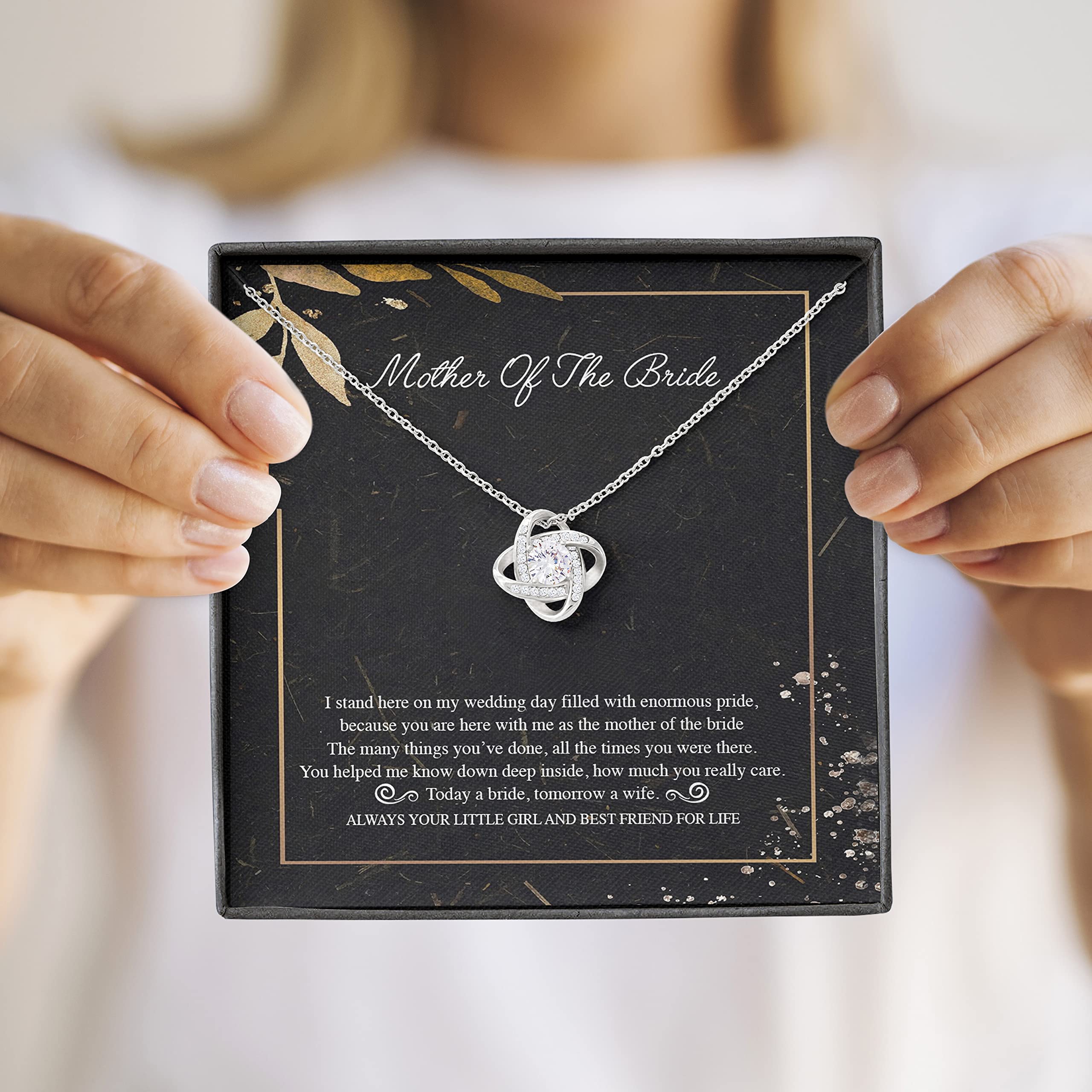 Elegant Mother of the Bride Jewelry Gift Set - Silver Necklace for Mom with Light Box & Message Card | Wedding Day Keepsake from Daughter | Perfect Mother-Daughter Wedding Gift for Special Occasions