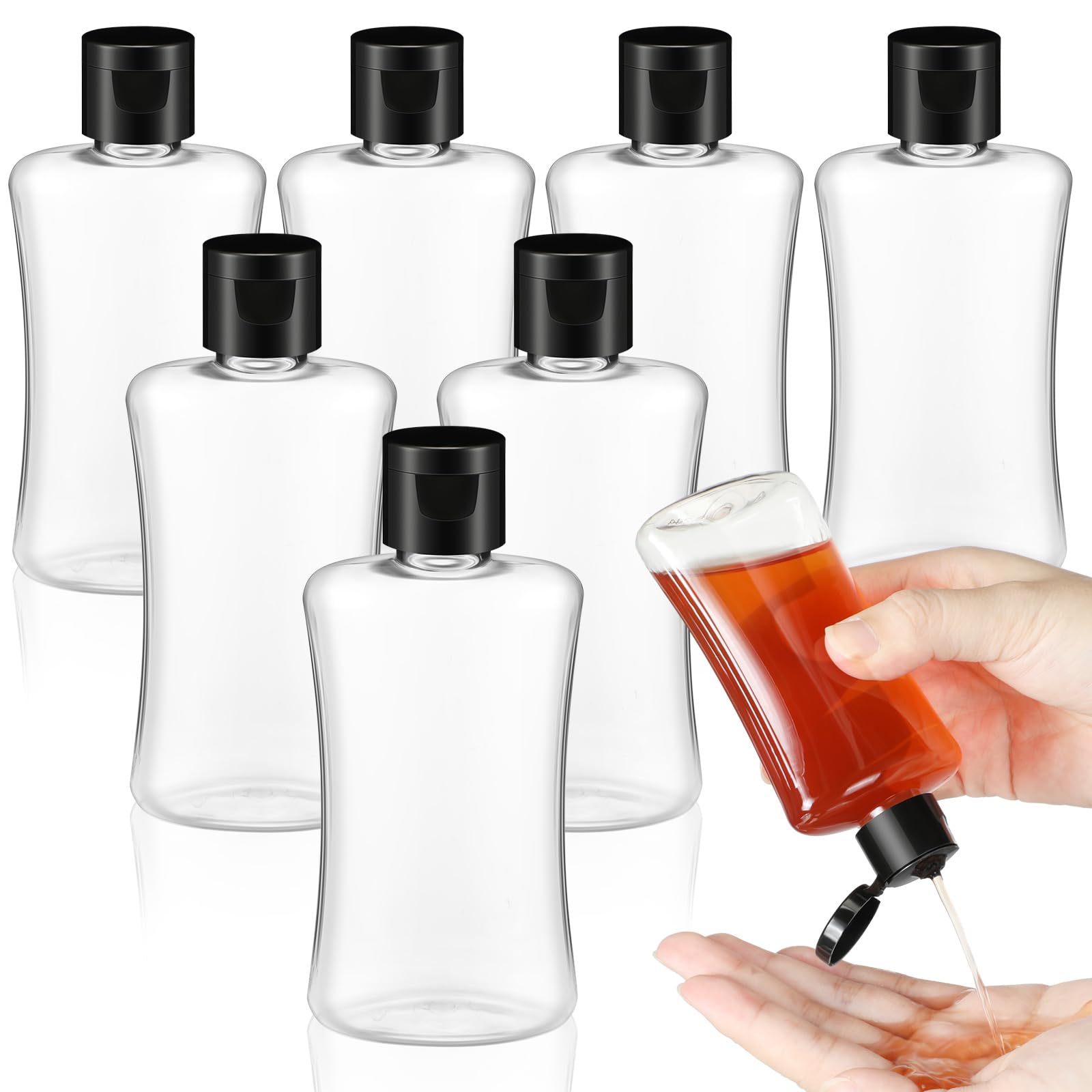 Domensi 8-Pack 3.4 oz Travel Bottles with Flip Top Caps - Clear Plastic Leakproof Squeeze Containers for Shampoo, Lotion & Cosmetics | TSA Approved Toiletries for Air Travel, Gym & Vacation Essentials