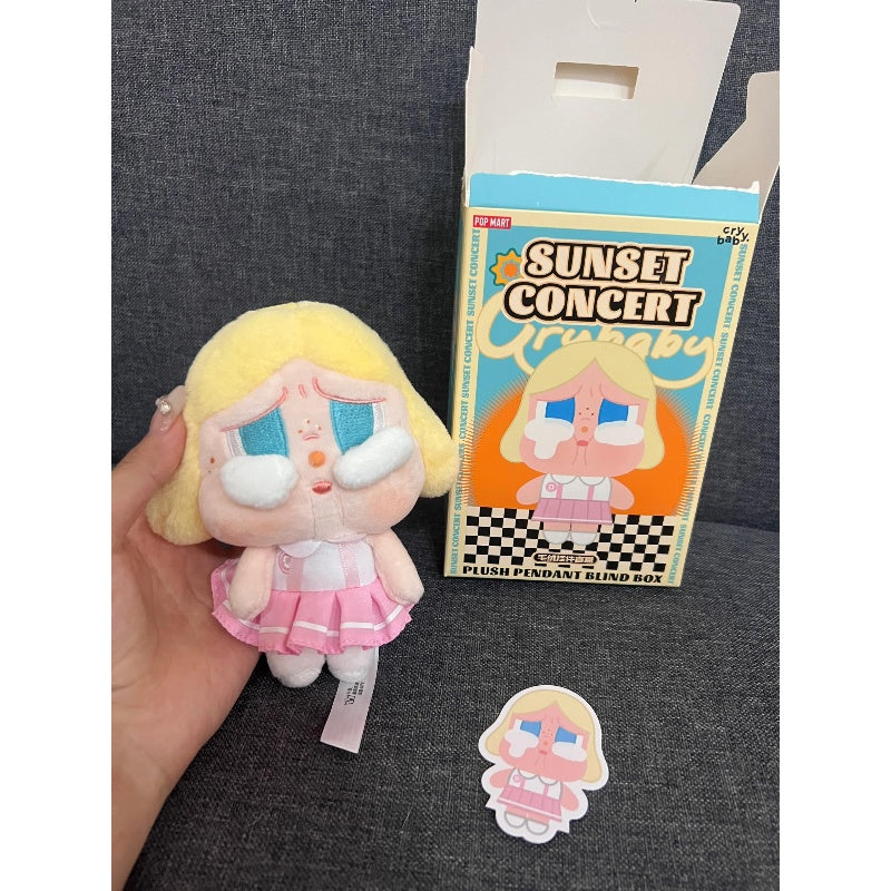 Crybaby Sunset Concert Plush Pendant Necklace - Kawaii Pink & White Anime Jewelry for Concerts, Cosplay, and Gift Giving