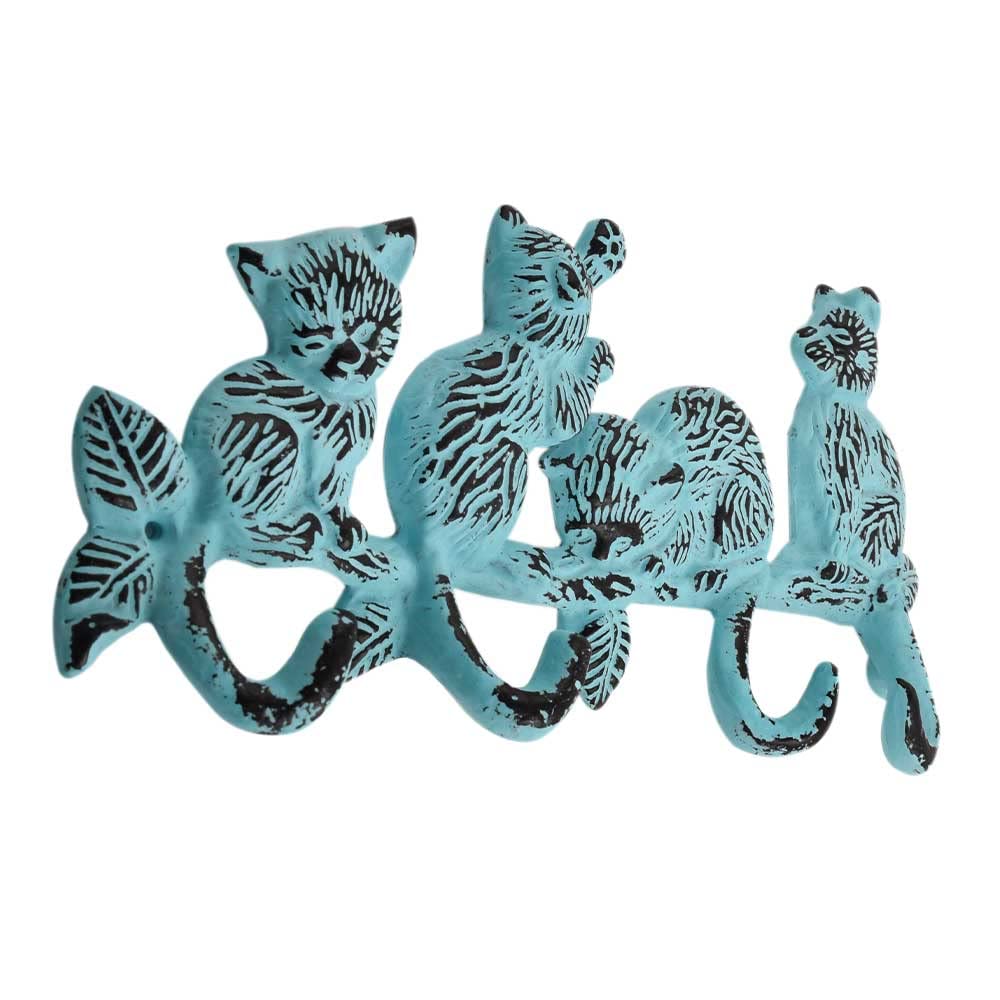 4-Piece Vintage Indian Wall Hooks Set - Decorative Turquoise Iron Coat Rack for Kids Room, Key Holder & Luxury Hanger - Perfect for Bedroom, Entryway & Boho Home Decor