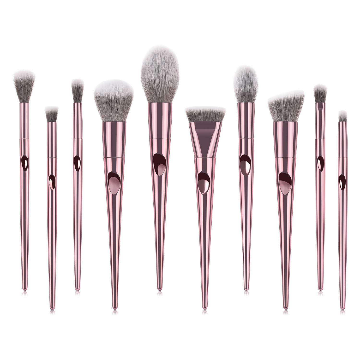 Premium 10-Piece Professional Makeup Brush Set with Travel Pouch - Foundation, Blending, Blush, Powder, Concealer & Eyeshadow Brushes for Flawless Makeup Application at Home or On-The-Go
