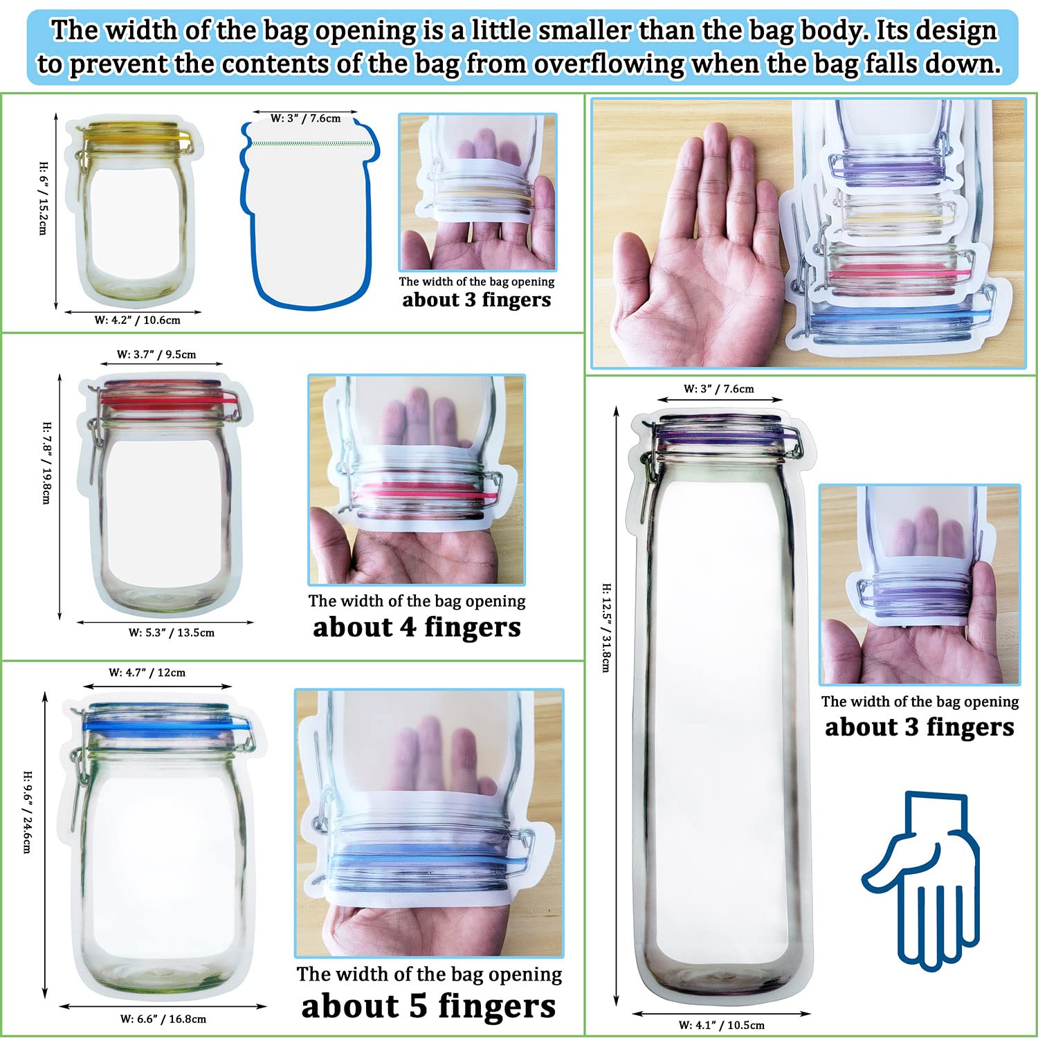 24-Pack Reusable Mason Jar Bags for Snacks - Leakproof & Fresh Food Storage Solution - Ideal for Nuts, Candy, Trail Mix & Meal Prep - Perfect for Home, Office & Travel Use
