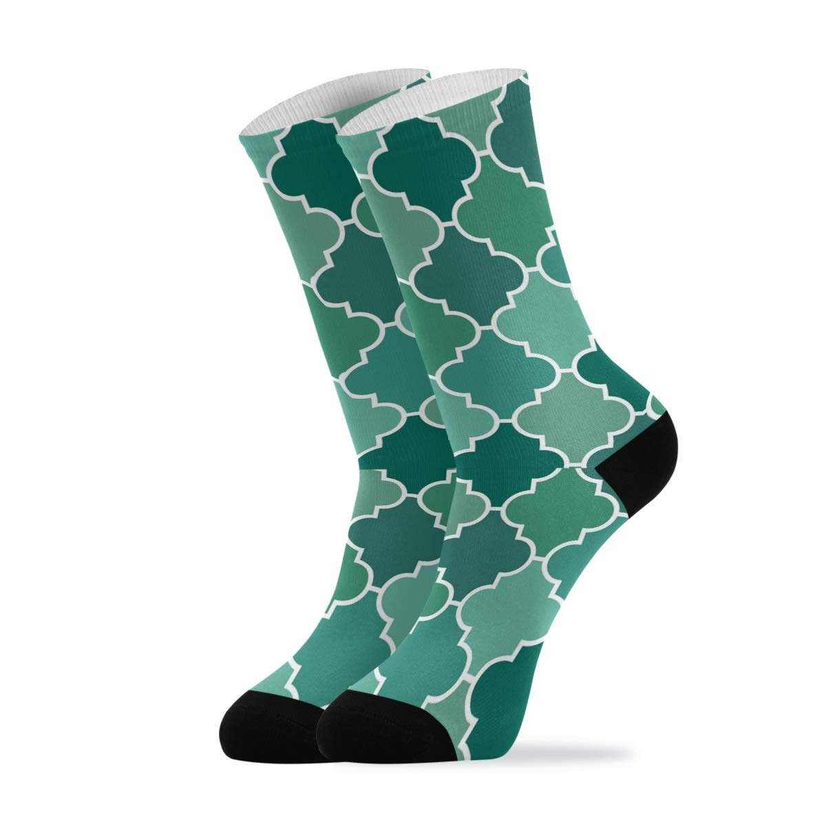 Long Crew Sports Socks for Men & Women - Athletic Fit Casual Running Socks with Moroccan Trellis Design (1 Pair) - Perfect for Outdoor Activities, Gym Workouts & Daily Wear
