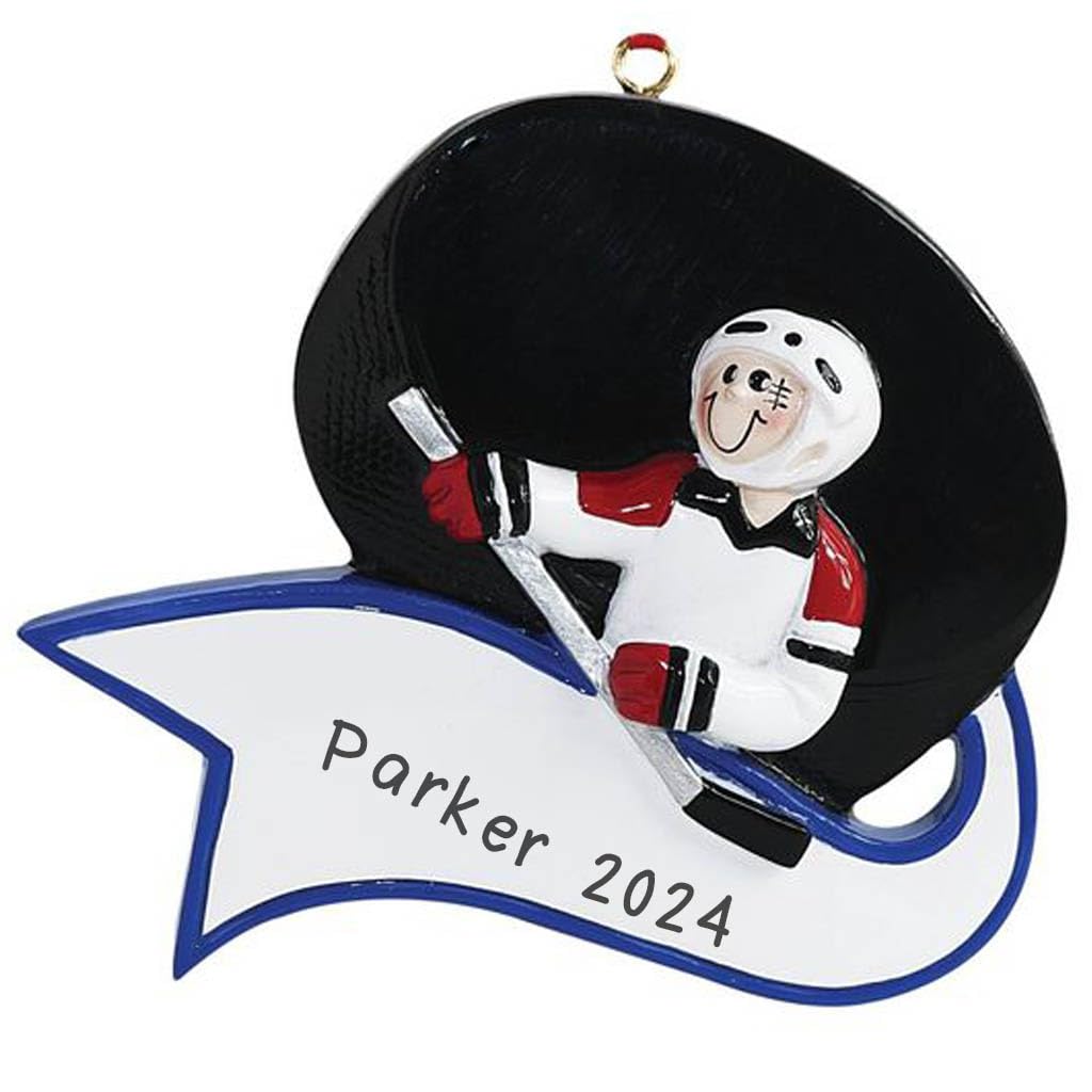 Custom Ice Hockey Christmas Ornament 2024 - Personalized Hockey Player Gift with Engraved Name - Perfect for NHL Fans, Team Players & Holiday Decorations