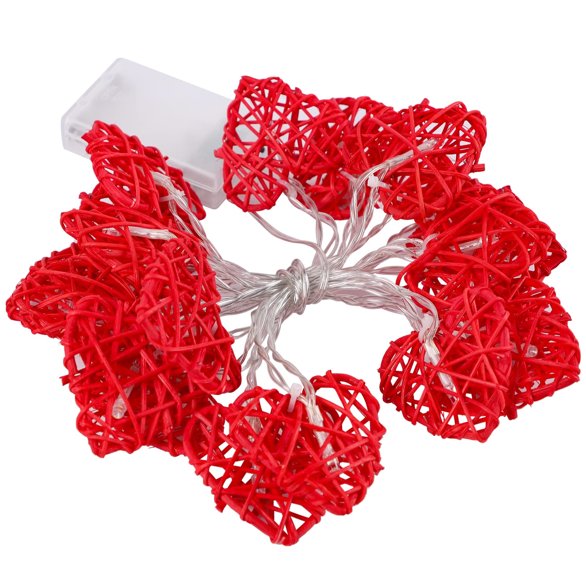 10 FT 20 LED Heart Shaped String Lights - Romantic Valentine's Day Fairy Lights with Battery & Timer for Indoor/Outdoor Decor - Perfect for Weddings, Anniversaries, Holiday Parties & Romantic Nights