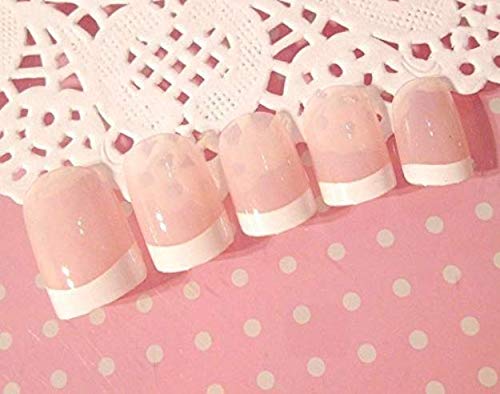 24pcs Reusable False French Beige Nails - Natural Looking Fake Nails for Ear Lobe & Accessories | Perfect for Parties, Weddings & Daily Wear
