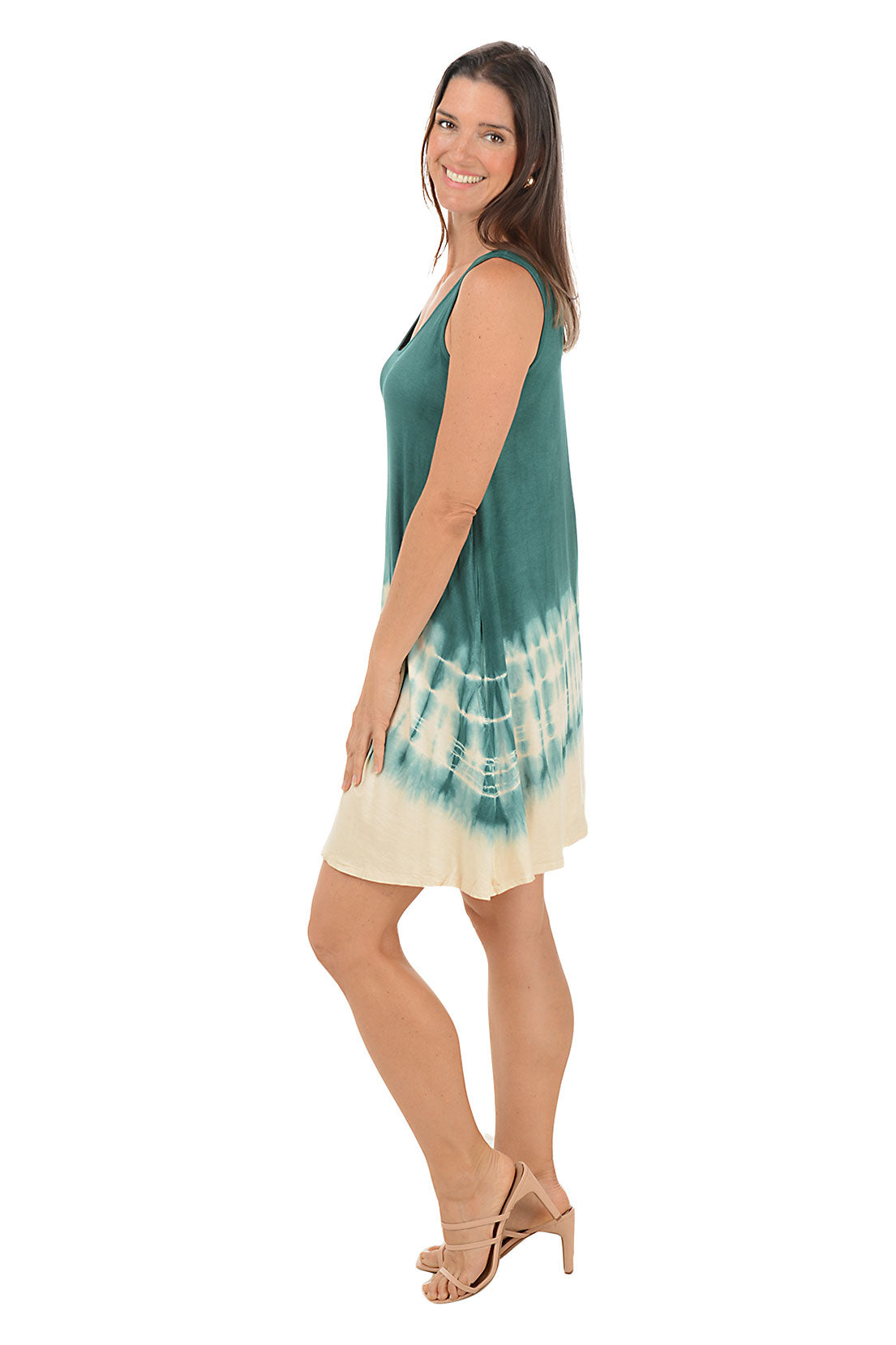 Peacock Print Tie-Dye Sleeveless Summer Dress for Women - Boho Chic Beachwear & Casual Party Outfit