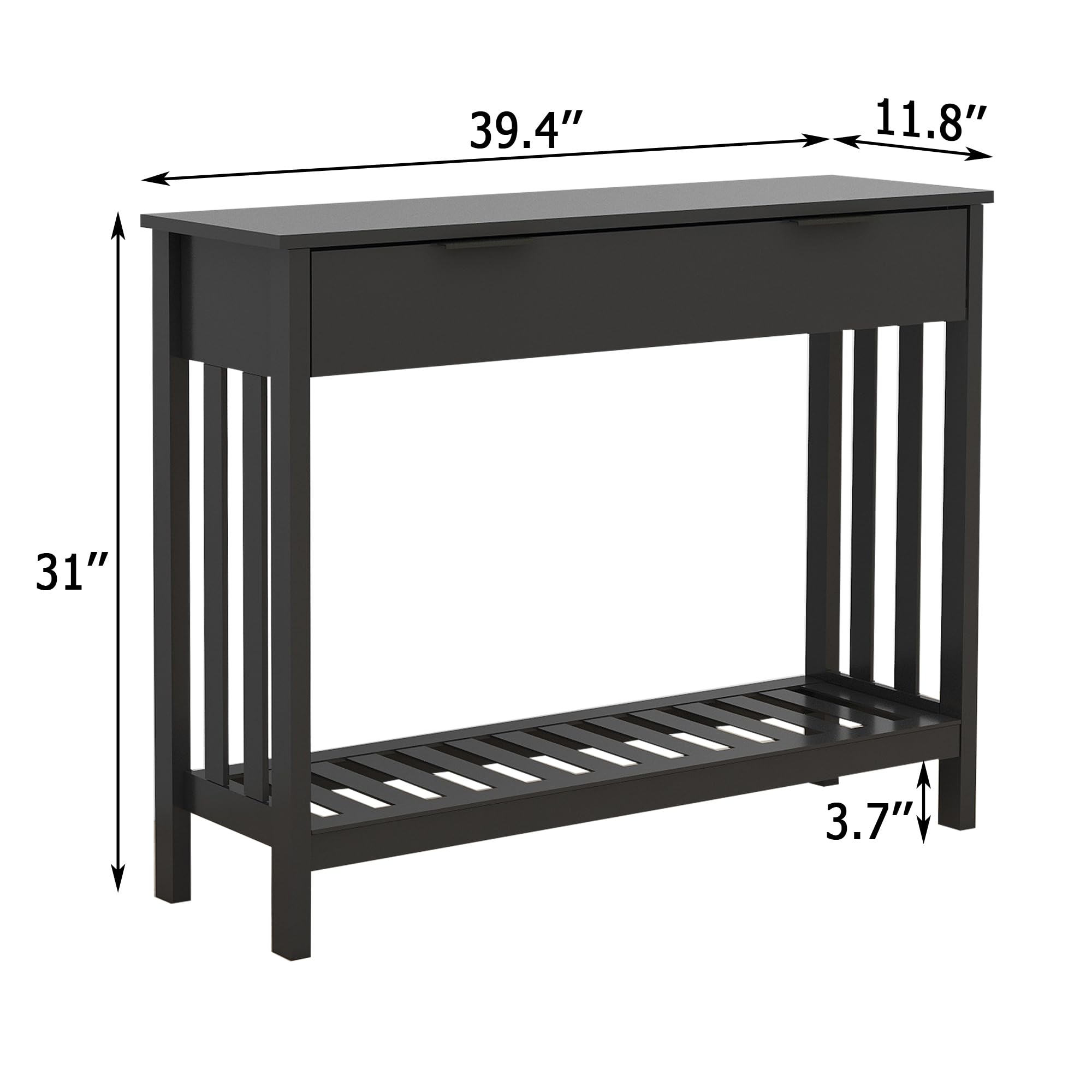 Modern Black Entryway Table with Drawer - Slim Wooden Console Table with Storage for Hallway, Living Room & Office - Perfect for Small Spaces, Front Door Decor & Sofa Side Table - Home & Office Organization Solution