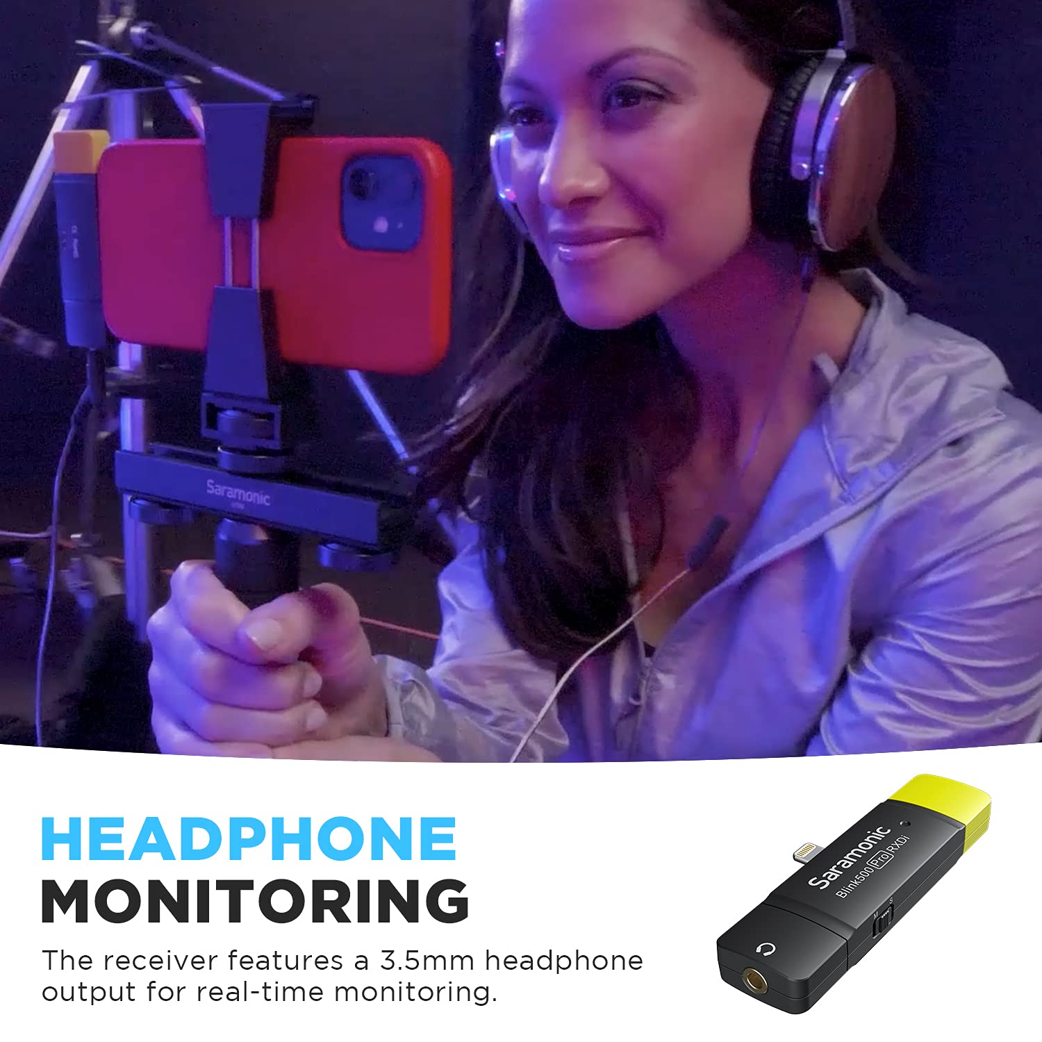 Saramonic Blink500 Pro Wireless Lavalier Microphone System - B3/B4 Lightning Receiver for iPhone, iOS, Smartphones & Tablets (RXDI) | Perfect for Vlogging, Interviews & Live Streaming
