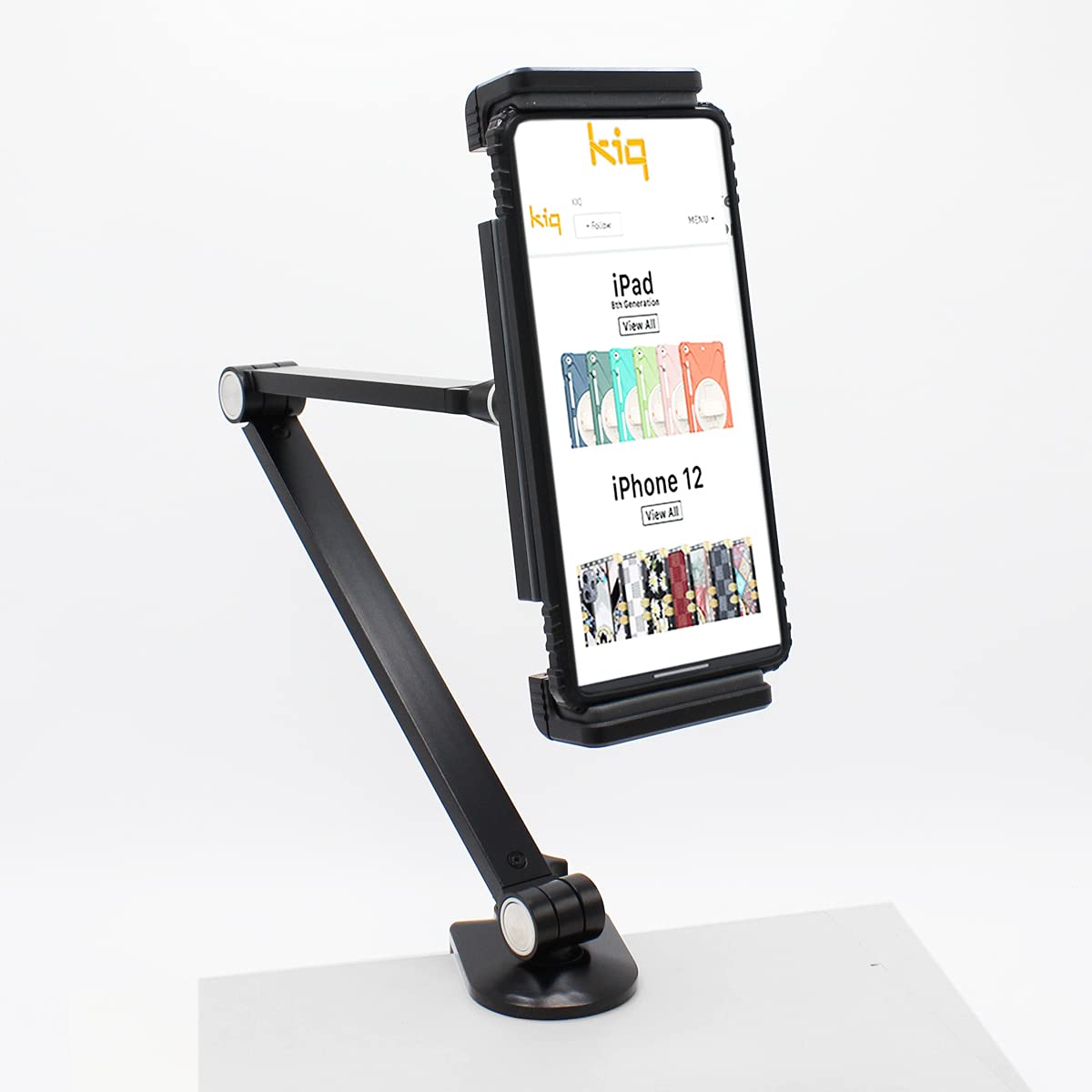 Adjustable 360° Rotating Phone & Tablet Holder for Bed & Desk - Flexible Phone Mount with iPad Stand for Laying Down, Watching Videos & Working - Black (Perfect for Home, Office & Travel Use)