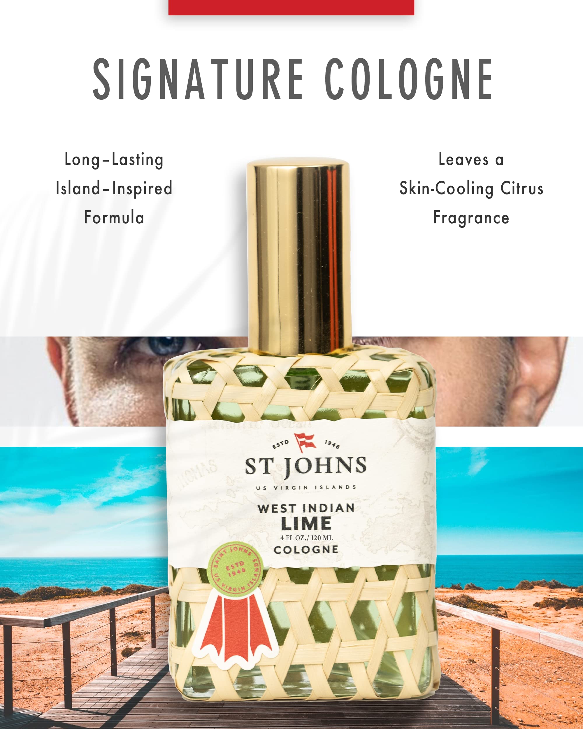 St Johns West Indian Lime Cologne for Men - 4 oz Refreshing Citrus Fragrance Spray | Caribbean-Inspired Cologne for Everyday Wear & Special Occasions