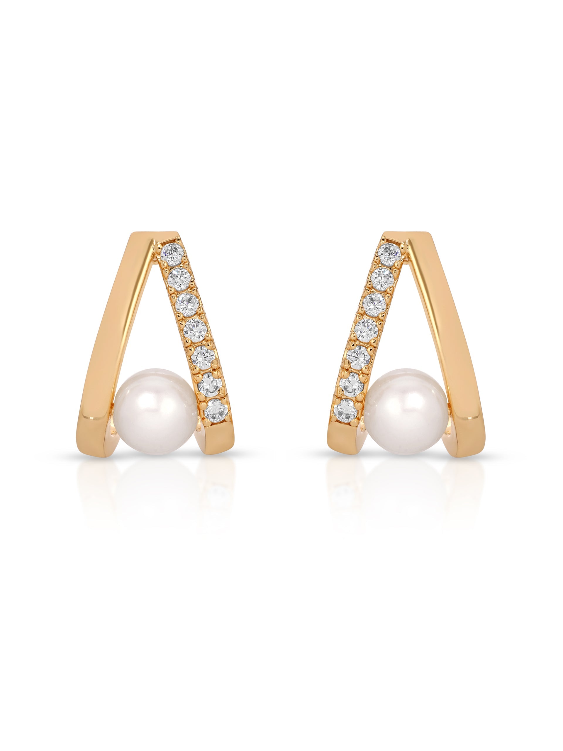Elegant Pavé and Pearl Earrings for Women - Sterling Silver Dainty Studs - Perfect for Weddings, Parties & Everyday Wear