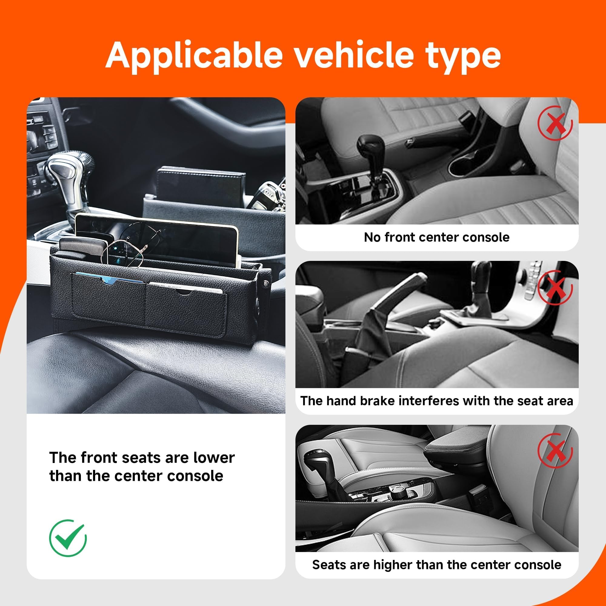 Premium Leather Car Seat Gap Filler Organizer - Adjustable Storage for Phones, Cards, Wallets & Keys | Front Seat Accessories for Cars, SUVs & Trucks | Keep Essentials Secure While Driving