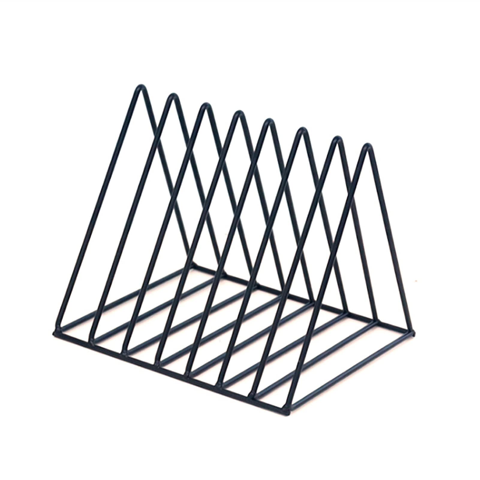 TOMYEUS Modern Triangle File Organizer & Bookend - Metal Desktop File Holder for Office, Bookshelf, and Desk Storage - Magazine & Folder Stand (Color: Black) - Perfect for Home Office, Study, and Workspace Organization