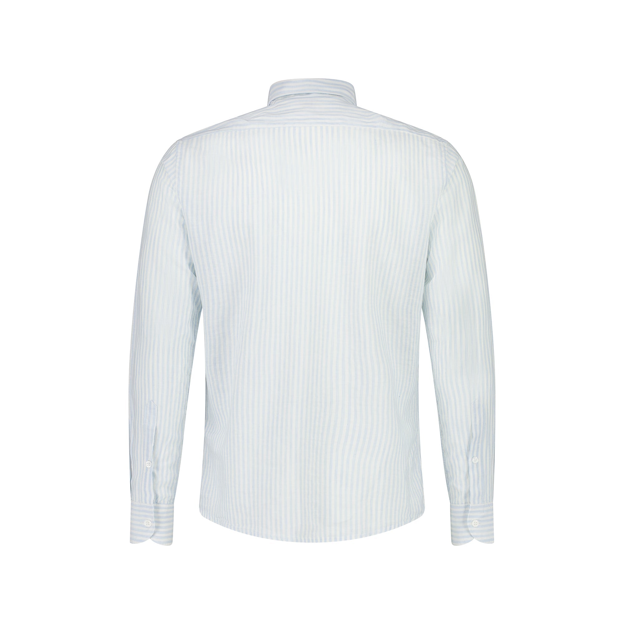 FRADI Men's Cotton Linen Blend Striped Casual Shirt - Breathable Summer Button Down Shirt in White & Sky Blue | Perfect for Beach Outings, Vacation Wear & Casual Office Attire