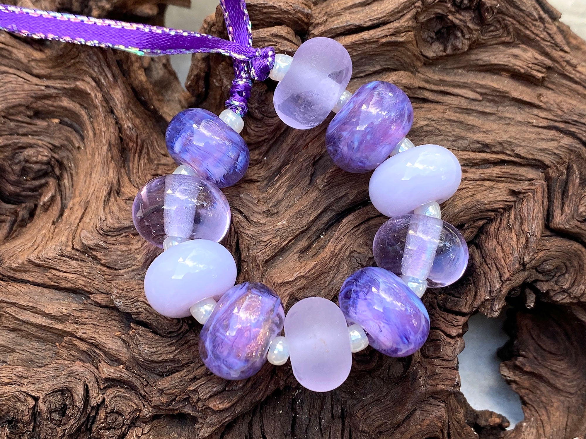 10 Majestic Purple Lampwork Glass Beads Set for Jewelry Making - DIY Bracelets, Necklaces & Craft Projects - SRA Certified