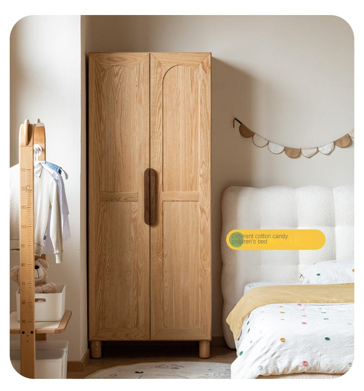 Solid Oak Wood Kids Wardrobe - Durable & Stylish Storage for Bedroom, Nursery, or Playroom Organization