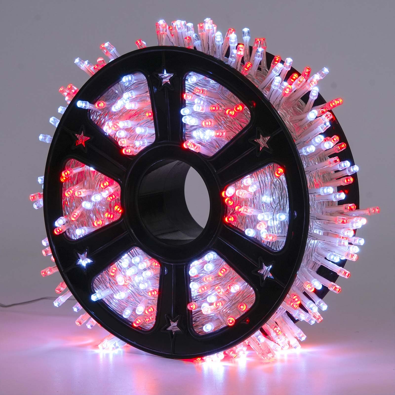 JMEXSUSS 500 LED Red and White Christmas Lights - 163ft Outdoor Waterproof String Lights with 8 Modes & Remote Control - Clear Wire Holiday Lights for Tree, Yard, Wedding, Party & Home Decoration (Perfect for Indoor/Outdoor Christmas Decor)