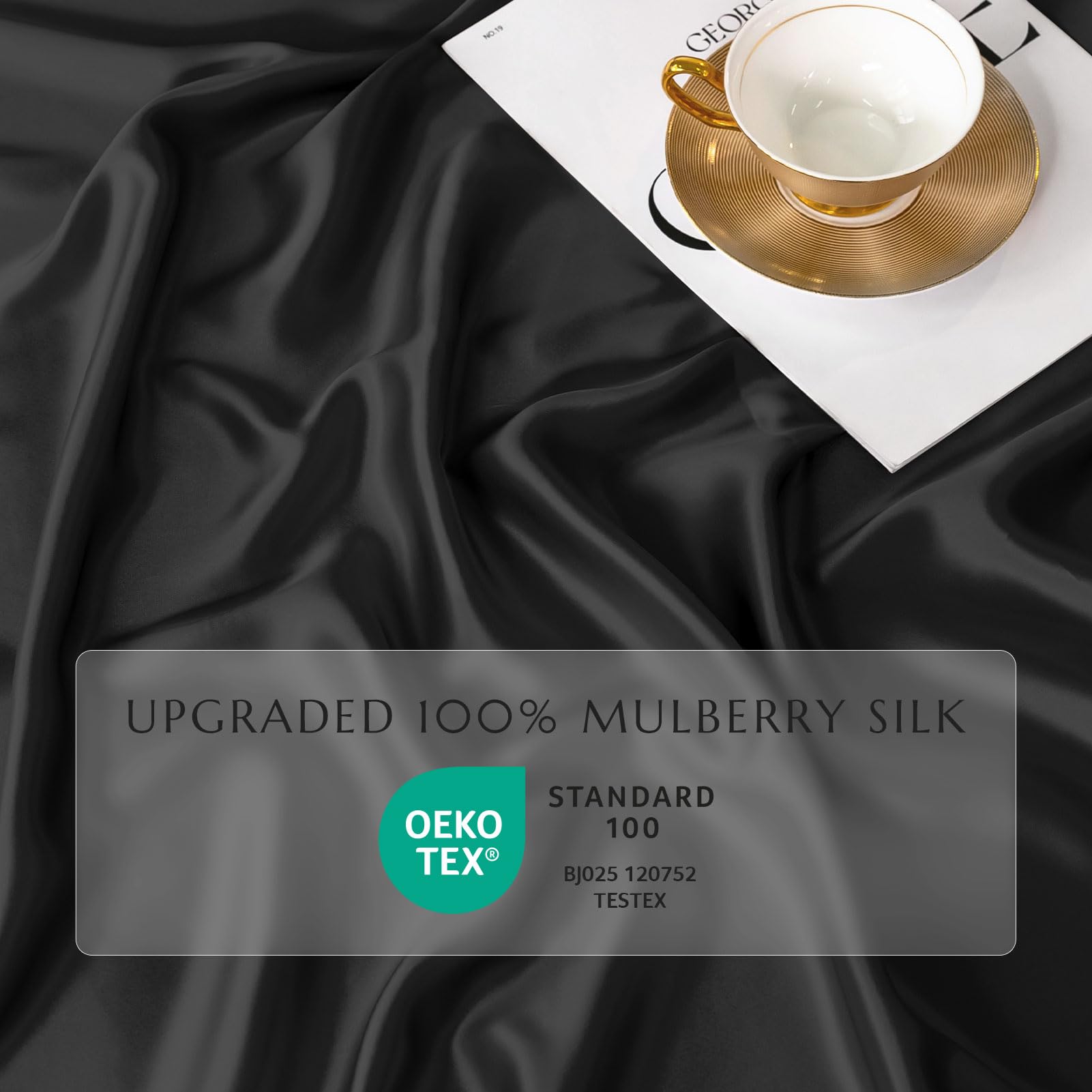 100% Mulberry Silk Fitted Sheet Set - 3 Piece Luxury Bedding with 16