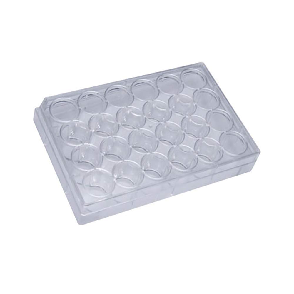 Olympus 24-Well Sterile Tissue Culture Plates - TC Treated, Flat Bottom, Individually Wrapped (100 Plates/Unit) - Ideal for Cell Growth, Laboratory Research & Biomedical Experiments