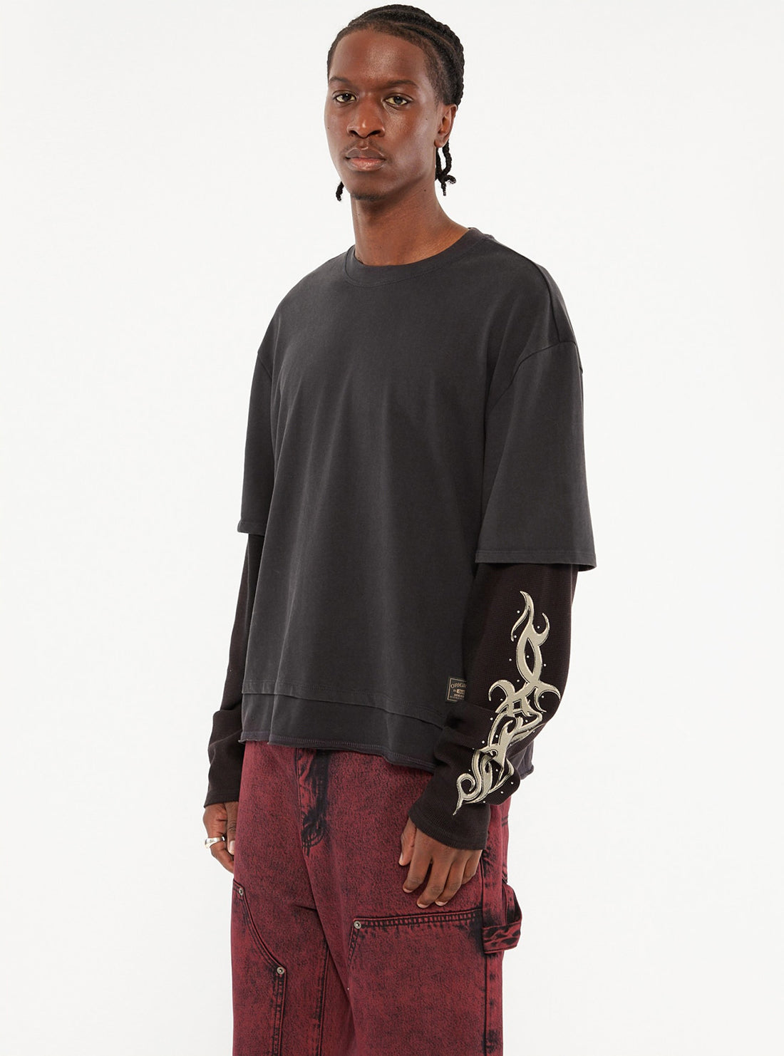 GUESS Originals Black Long Sleeve T-Shirt for Men - Classic Cotton Crewneck Tee - Casual Wear & Everyday Outfits