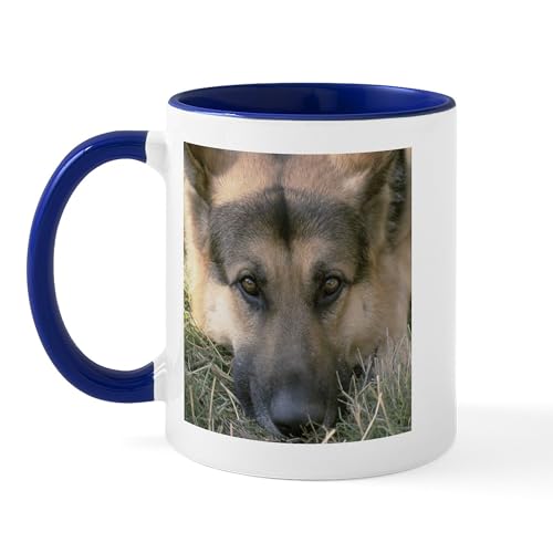 White/Navy Inside - German Shepherd Face (Photo) Mug