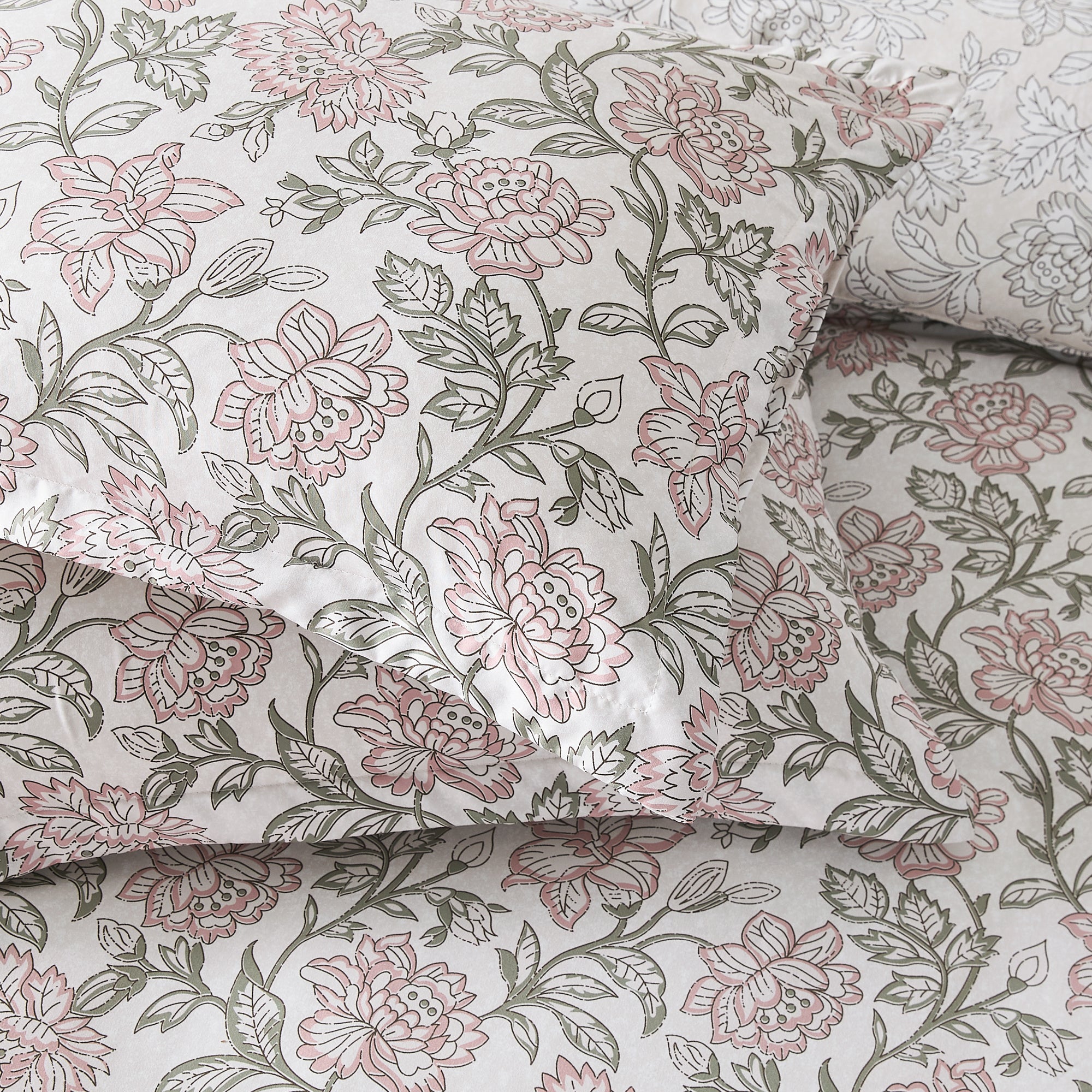 Zara Floral Block Reversible Comforter 5-Piece Bedding Set | Soft & Breathable Duvet Cover with Pillowcases | Perfect for Master Bedroom, Guest Room & Dorm Decor