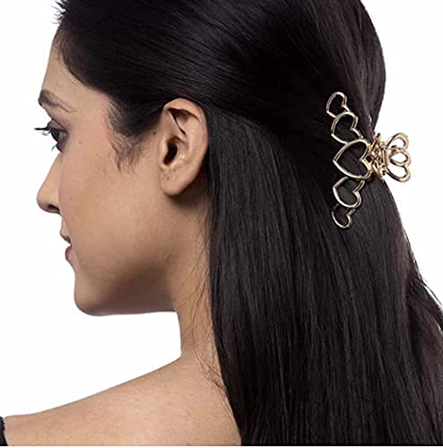ANNA CREATIONS Golden Large Metal Pearl Hair Claw Clip - Elegant Hair Accessories for Women & Girls (2 Pack) - Perfect for Parties, Weddings & Everyday Styling