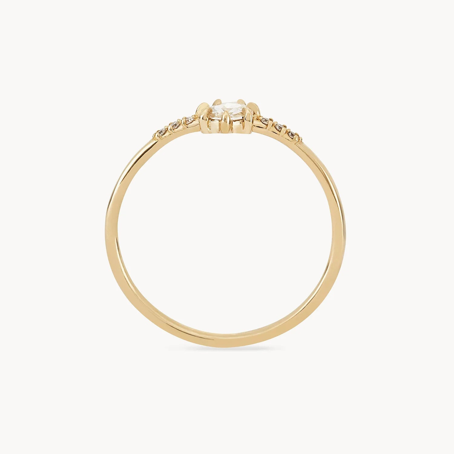14K Yellow Gold Supernova Ring with White Diamonds - Elegant Stackable Ring for Women, Perfect for Weddings, Anniversaries & Everyday Wear