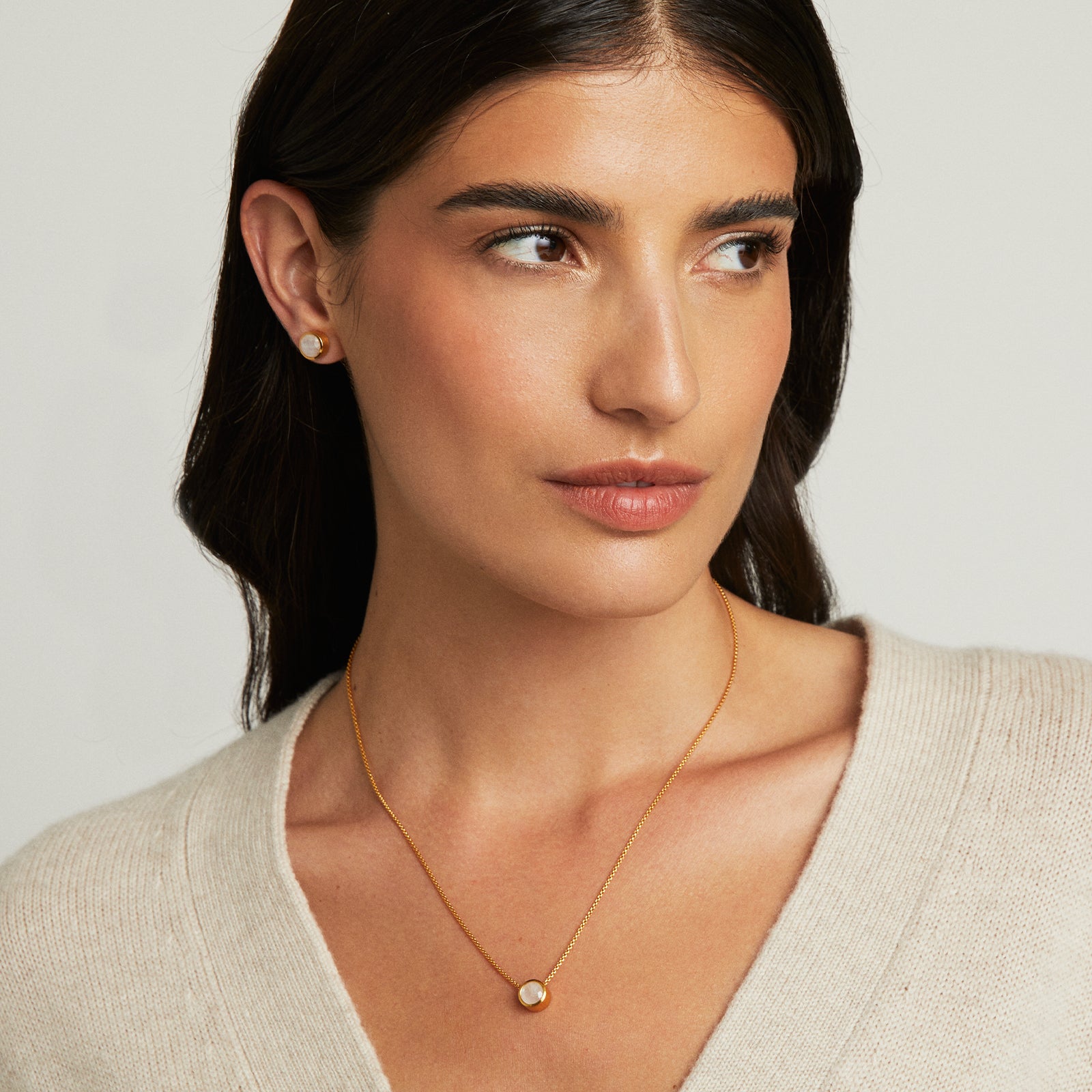 Rainbow Moonstone Sterling Silver Signature Midi Pendant Necklace for Women - Elegant Boho Jewelry Gift for Birthday, Anniversary & Special Occasions
