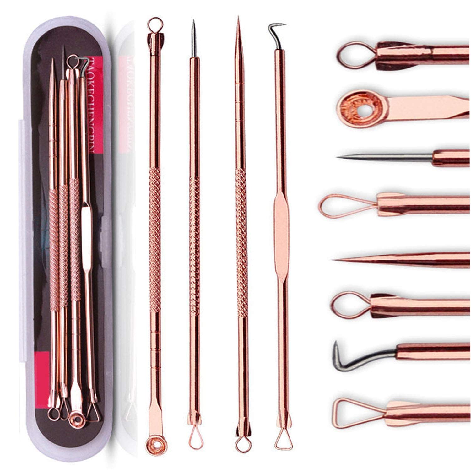 MAPPERZ Blackhead & Acne Removal Kit - 4 Pcs Professional Comedone Extractor Tools for Women & Men | Safe Nose & Face Blemish, Whitehead Popping | Includes Storage Case | Perfect for Home Skincare Routine & Travel