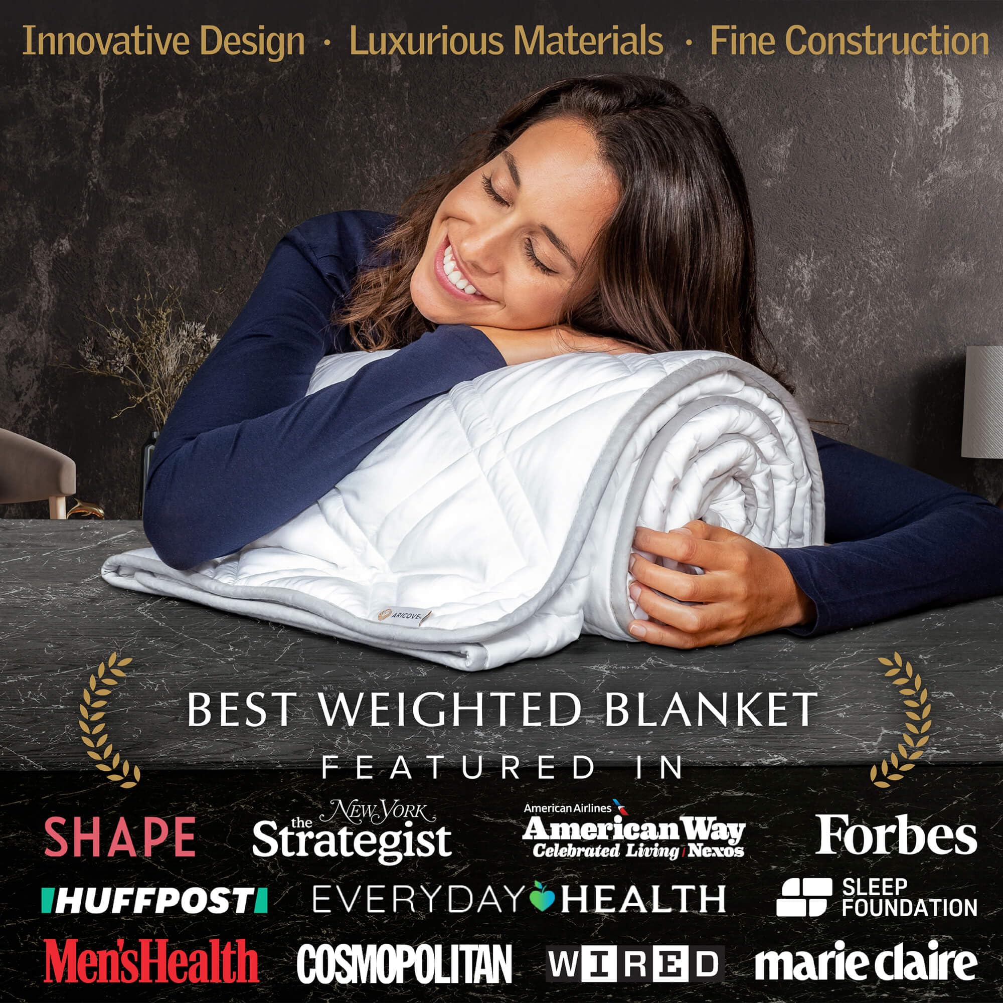 7 lbs Weighted Blanket for Kids & Adults - 40x60 Inch Soft Bamboo Viscose Blanket - Machine Washable Small Weighted Blanket for Travel, Home & Anxiety Relief - White