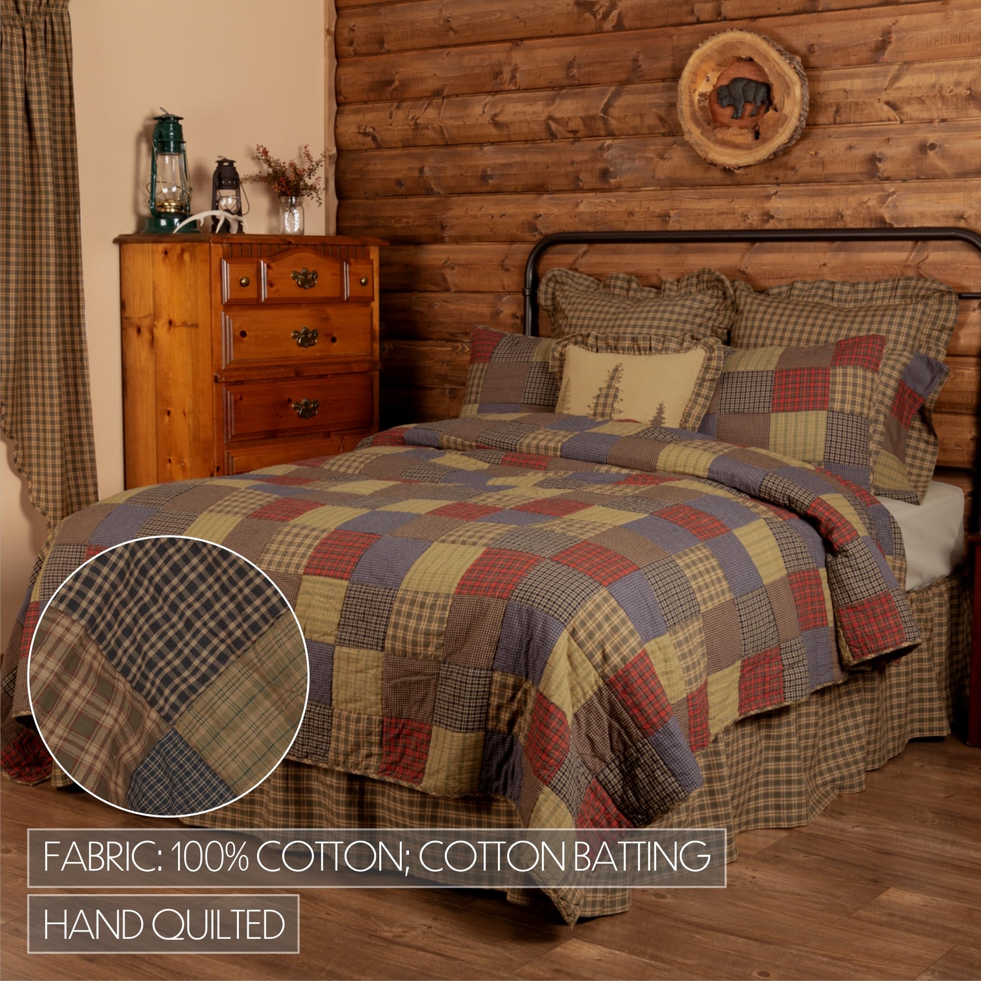 VHC Brands Cedar Ridge Twin Quilt Set - 68x86 Inches - Soft & Comfortable Bedding for Cozy Sleep - Perfect for Guest Rooms, Dorms, and Kids' Bedrooms