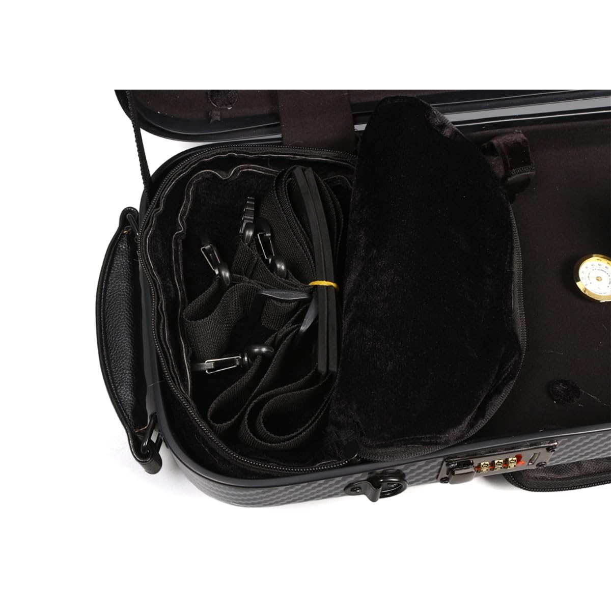 Premium 4/4 Full Size Carbon Fiber Oblong Violin Case - Hard Shell Rectangle Design with Soft Padding, Back Straps & Music Sheet Bag (Black with Code Lock) - Perfect for Professional Musicians, Travel & Storage Protection