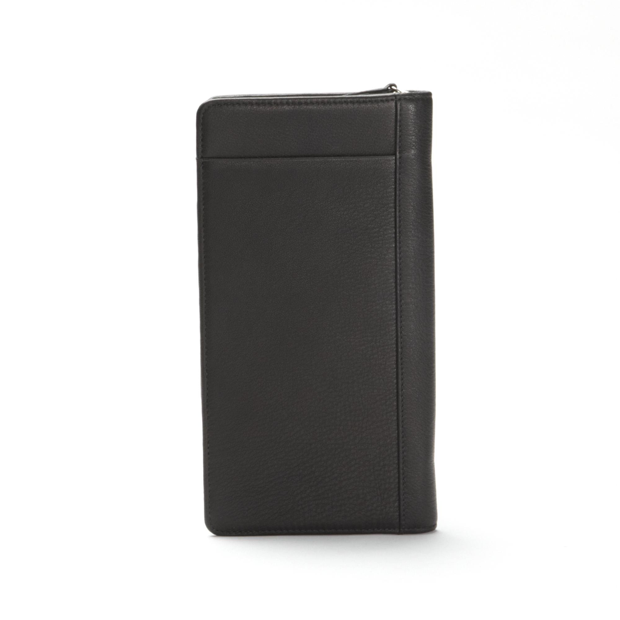 Leatherology RFID Black Onyx Travel Zip Organizer Wallet & Passport Holder - Premium Full Grain Leather - Perfect for Travel, Business & Everyday Use