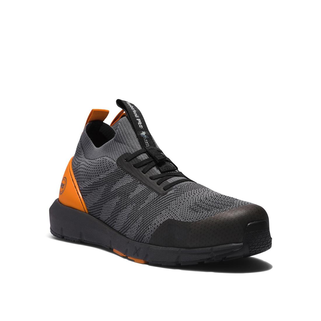 Radius Knit Composite Toe Work Shoes - Lightweight Safety Shoes for Men & Women - Grey Slip Resistant Work Boots for Construction, Warehouse & Industrial Jobs