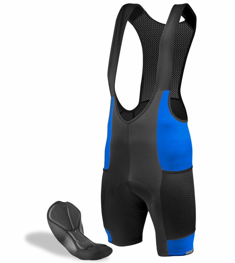Men's Gel Touring Padded Cycling Bib-Shorts with Large Mesh Storage Pockets | USA-Made Comfort Bike Shorts for Road Cycling & Long-Distance Rides