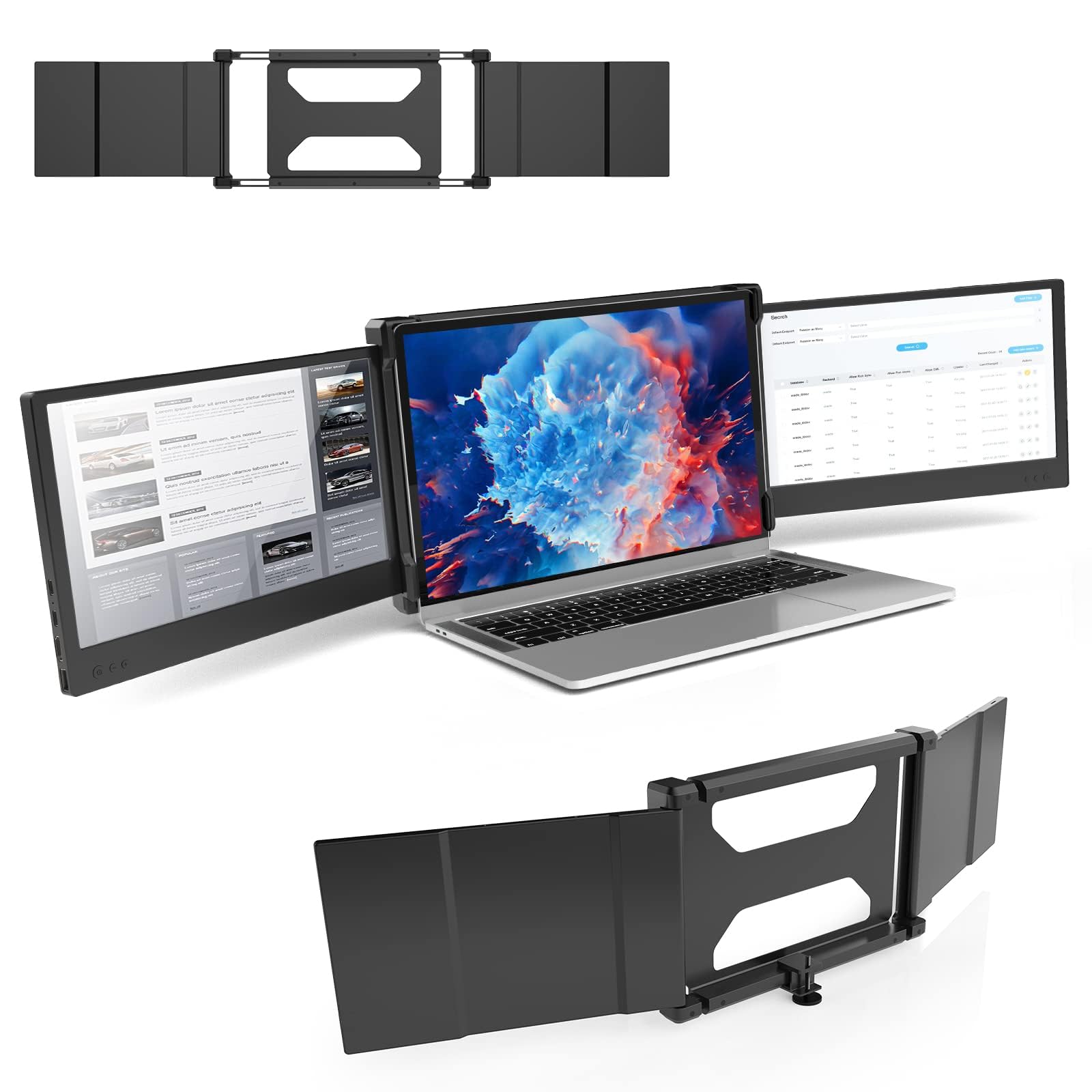 BQAA P2 12 Inch Triple Portable Laptop Monitor Extender - USB Type-C & HDMI Compatible with Windows & Mac (13-16 Inch Laptops) - Perfect for Multi-Tasking, Gaming & Office Work