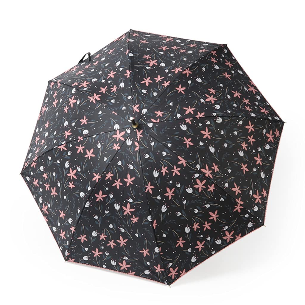 Windproof Strong Outdoor Umbrella - Waterproof Rain & UV Protection Sunshade with Long Handle (Black) - Perfect for Women's Travel, Beach, Hiking & Daily Commute