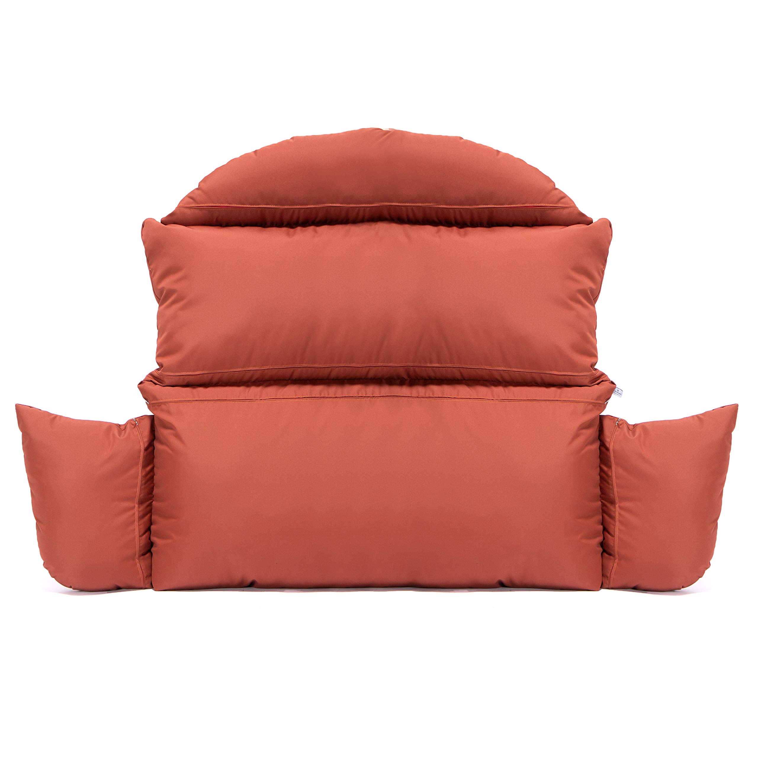 LeisureMod 2-Person Hanging Egg Chair Cushion - Quick-Dry Weather-Resistant Outdoor Seat Pad with Soft Cotton Filling, Machine Washable Dark Orange - Perfect for Patio, Garden, Poolside & Backyard Relaxation