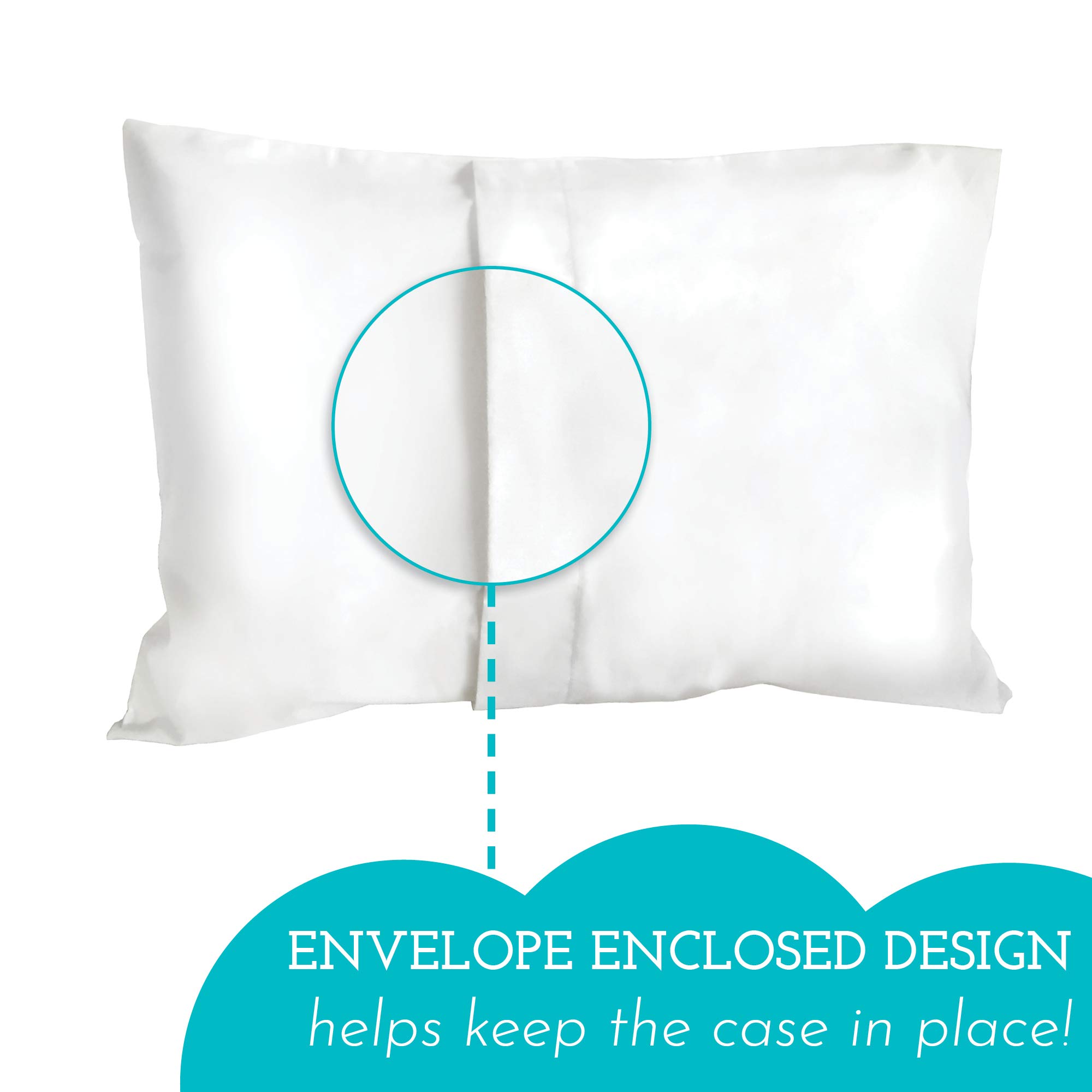 Little Sleepy Head Toddler Pillow with Pillowcase 13x18 - Best Ergonomic Kids Pillow for Neck Support - Breathable Cotton Toddler Sleeping Pillow with Washable Cover - Perfect for Nursery, Daycare & Travel (White)