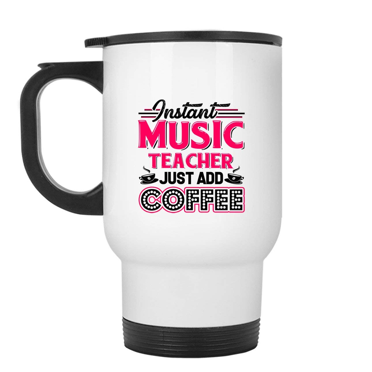 Instant Music Teacher Travel Mug - Insulated Stainless Steel Coffee Cup with Lid, 16oz White Travel Tumbler for Hot & Cold Drinks - Perfect Gift for Music Teachers, Students & Coffee Lovers (Ideal for School, Commute & Outdoor Activities)