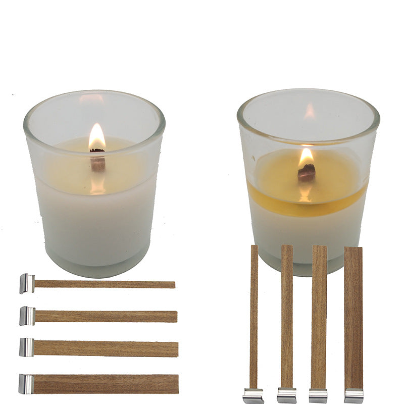 Premium Wooden Candle Wicks with Sustainers - 20 Pack for DIY Candle Making, Home Decor & Aromatherapy - Natural Cotton Core for Clean Burning Soy & Beeswax Candles