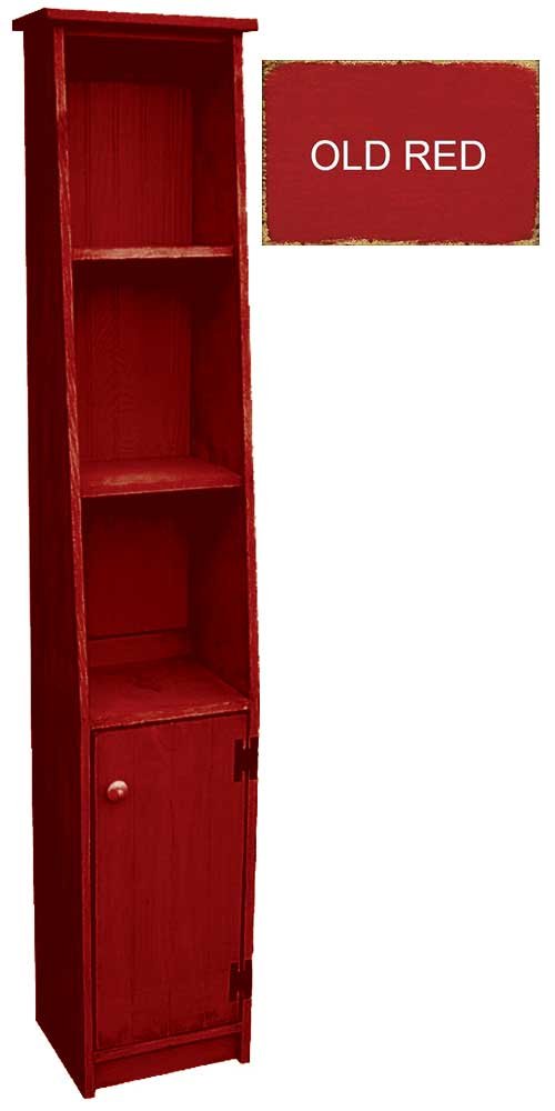 Sawdust City Narrow Hutch in Old Red - Rustic Wooden Storage Cabinet for Small Spaces | Perfect for Entryway, Living Room, or Office Organization