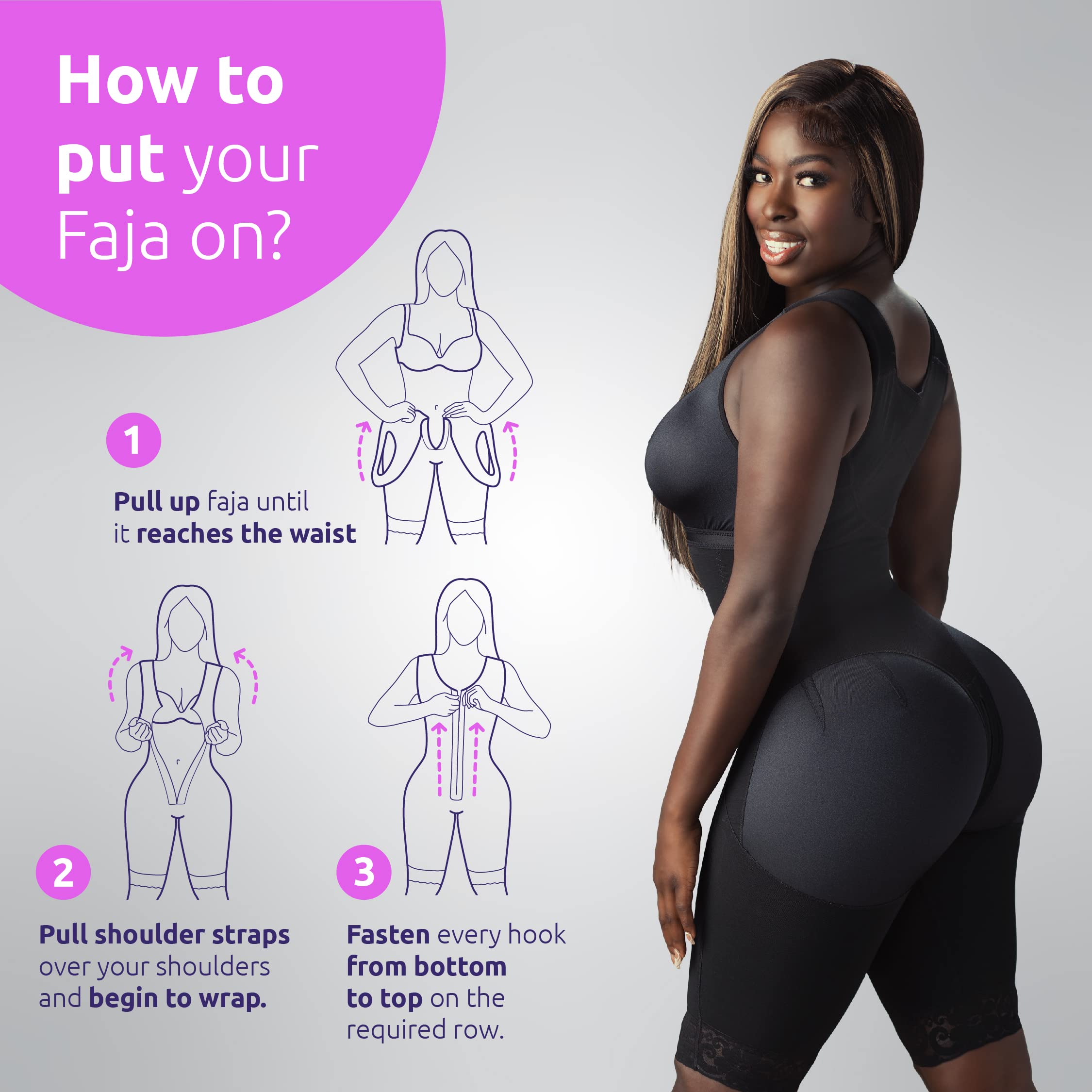 Snatched Body - Women's Stage 1 Faja Colombianas Shapewear with Built-in Bra | BBL Post Surgery Compression Garment for Butt Lifting & Waist Training | Perfect for Postpartum Recovery & Body Contouring